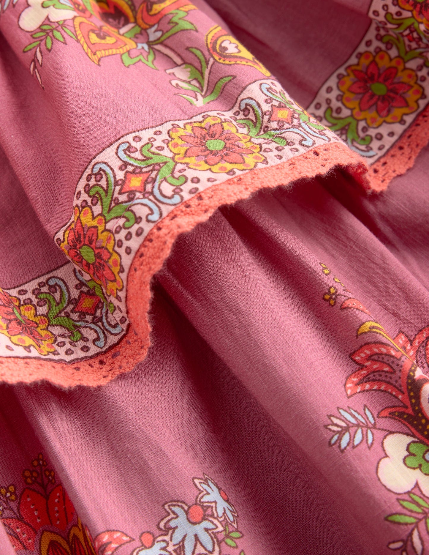 Printed Tiered Woven Dress-Pink Floral Placement