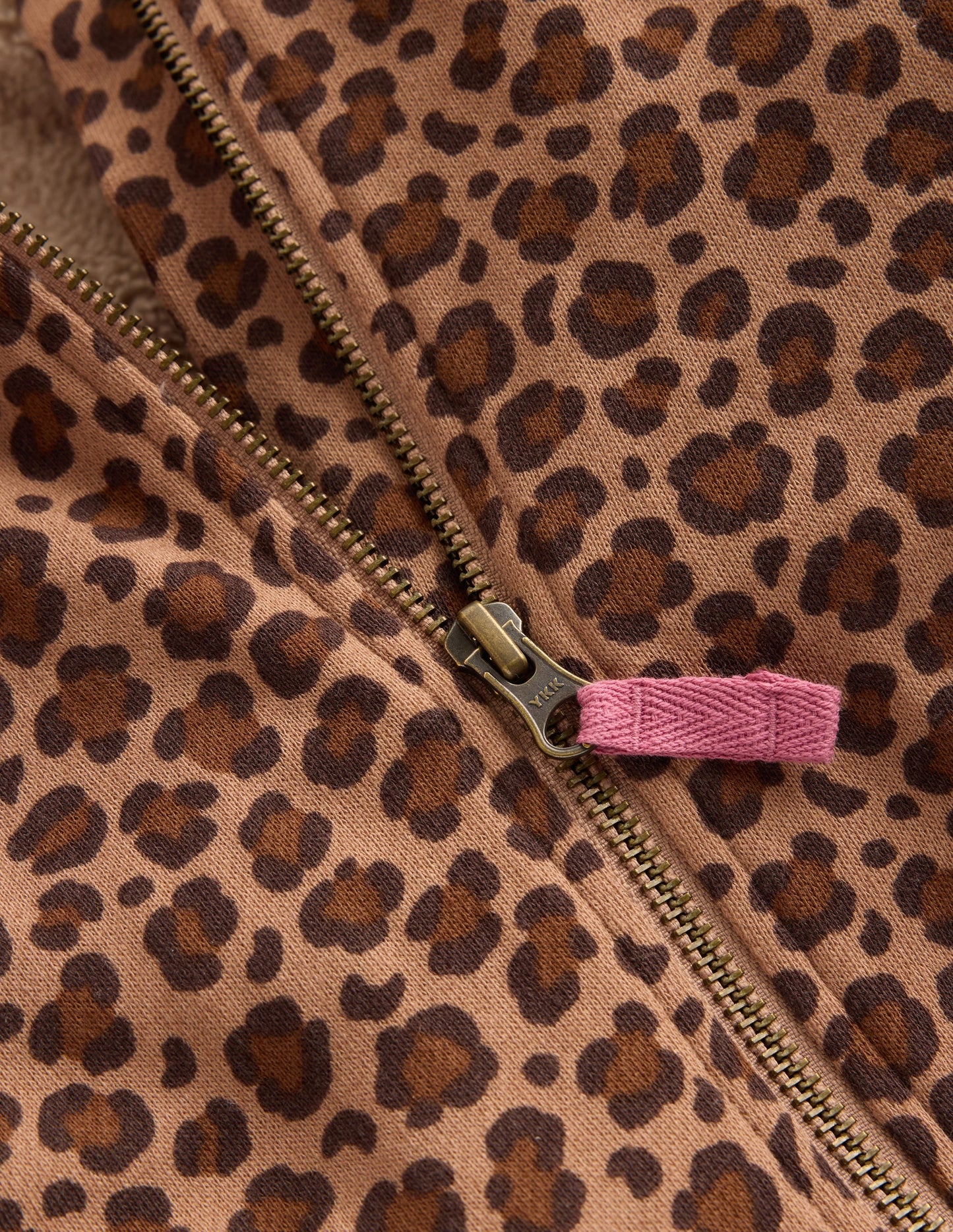 Fleece Lined Zip-Through-Milk Chocolate Brown Leopard