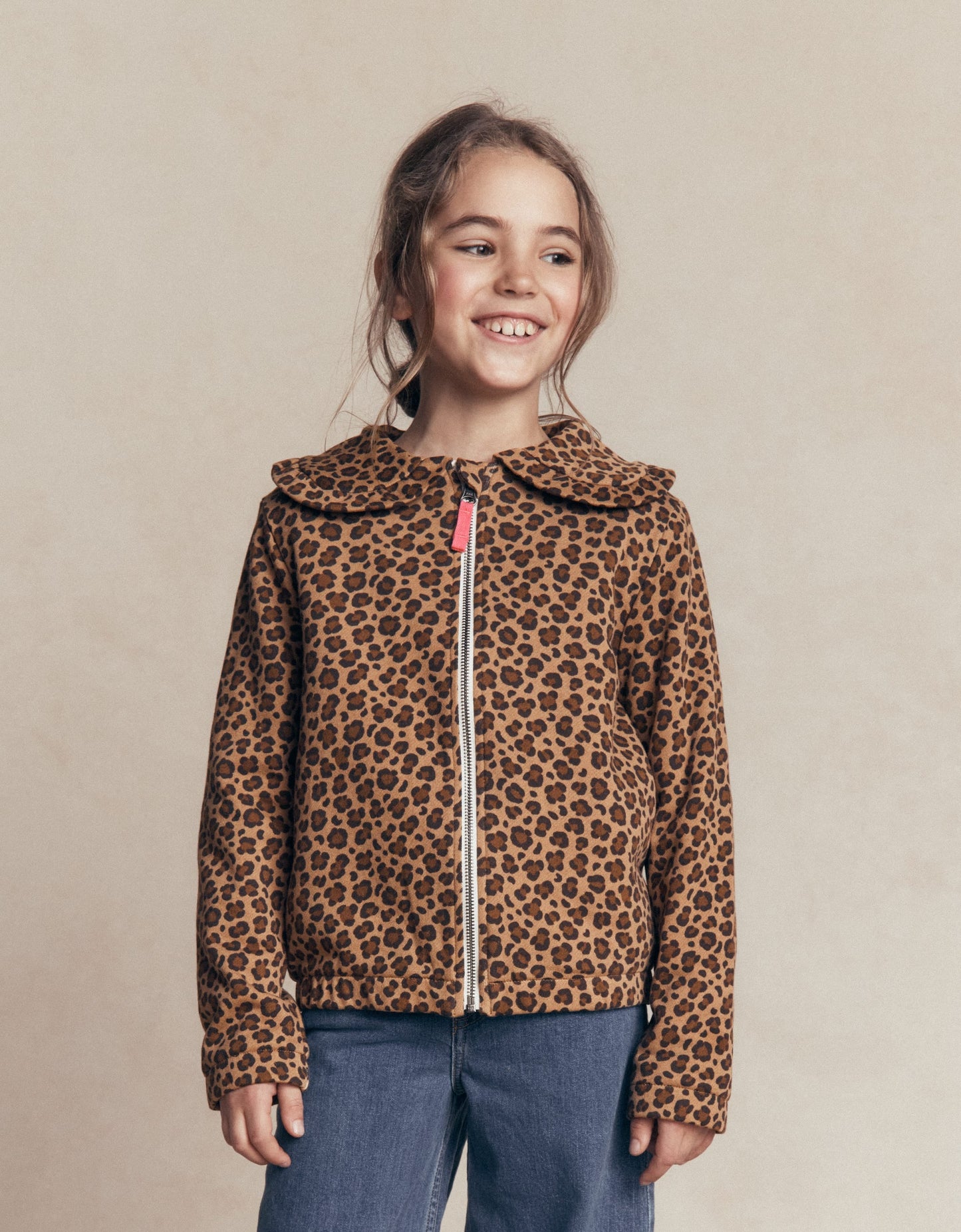 Fleece Lined Zip-Through-Milk Chocolate Brown Leopard