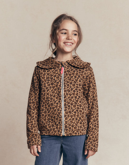 Fleece Lined Zip-Through-Milk Chocolate Brown Leopard