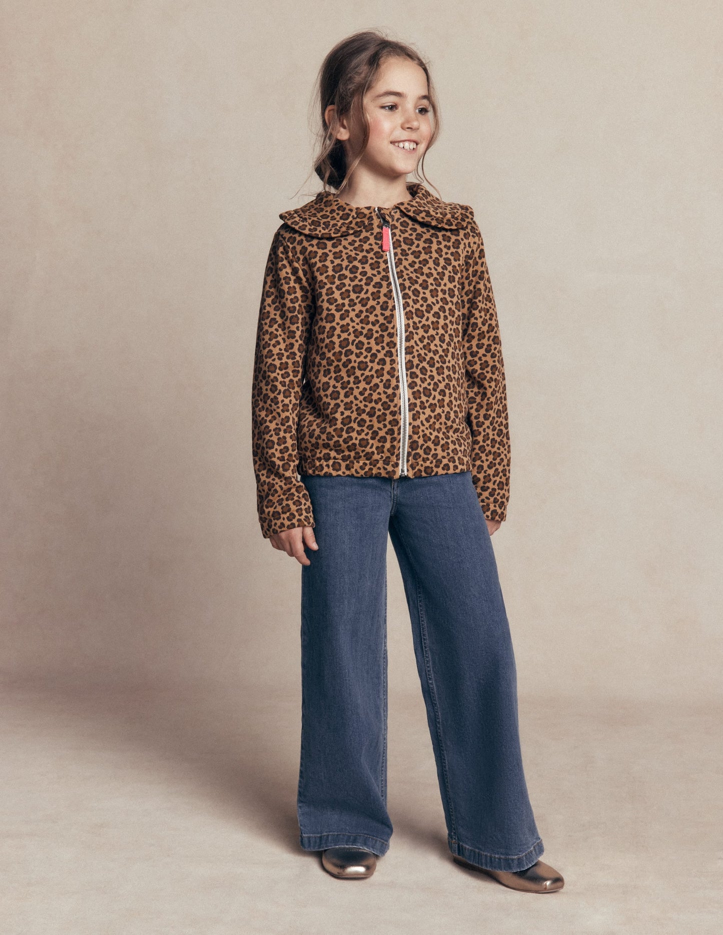 Fleece Lined Zip-Through-Milk Chocolate Brown Leopard