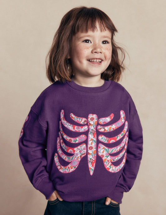 Bobbie Appliqué Sweatshirt-Calla Lily Purple Skeleton