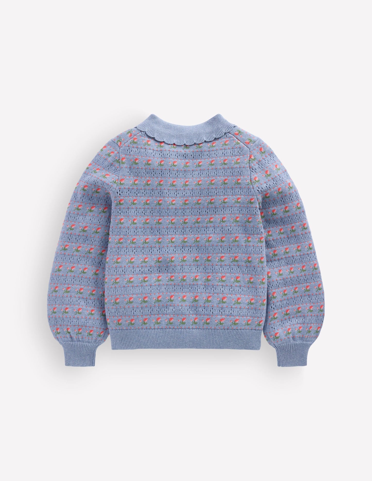 Collared Cardigan-Glacier Blue Marl Roses