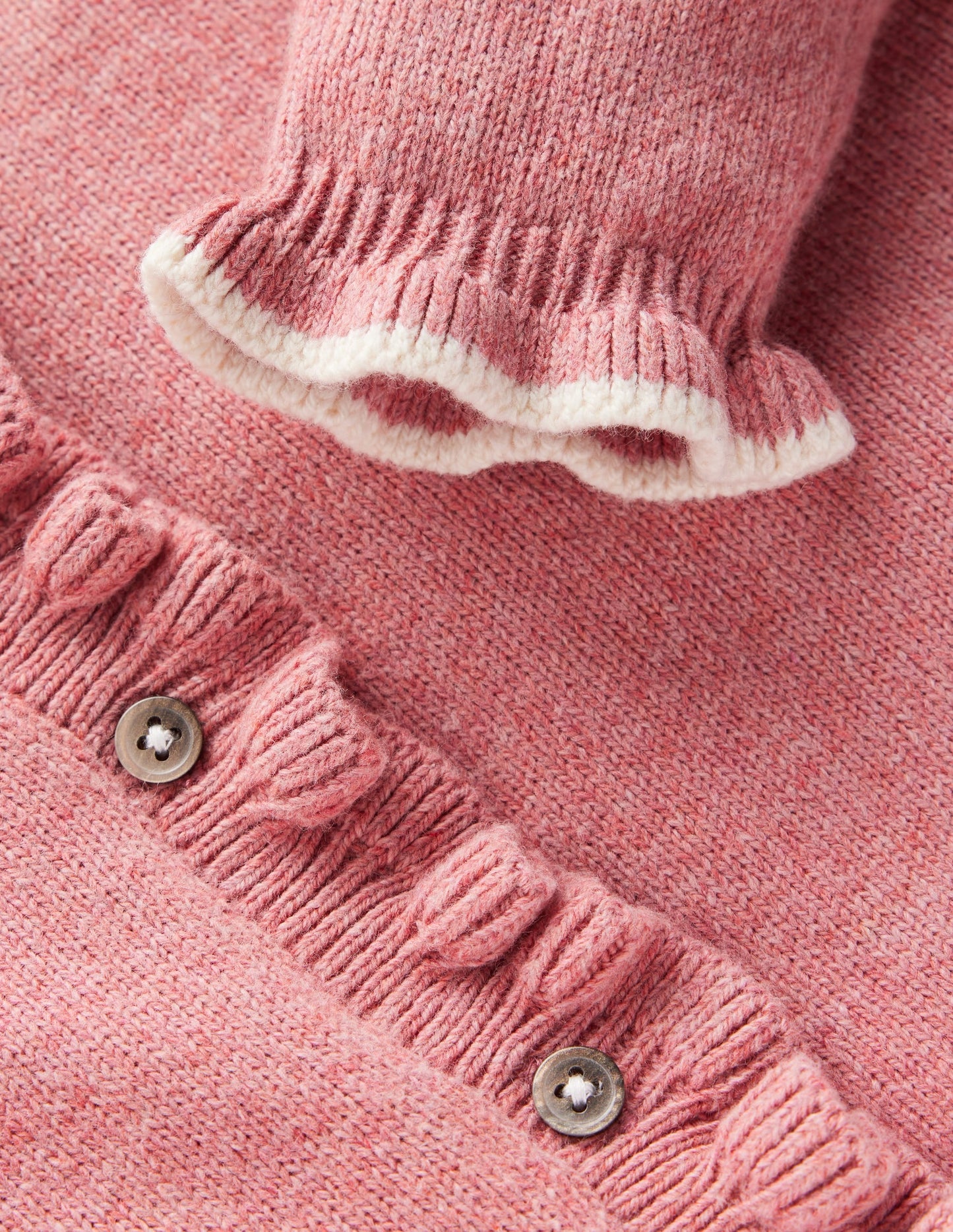 Everyday Frilled Cardigan-Vintage Rose