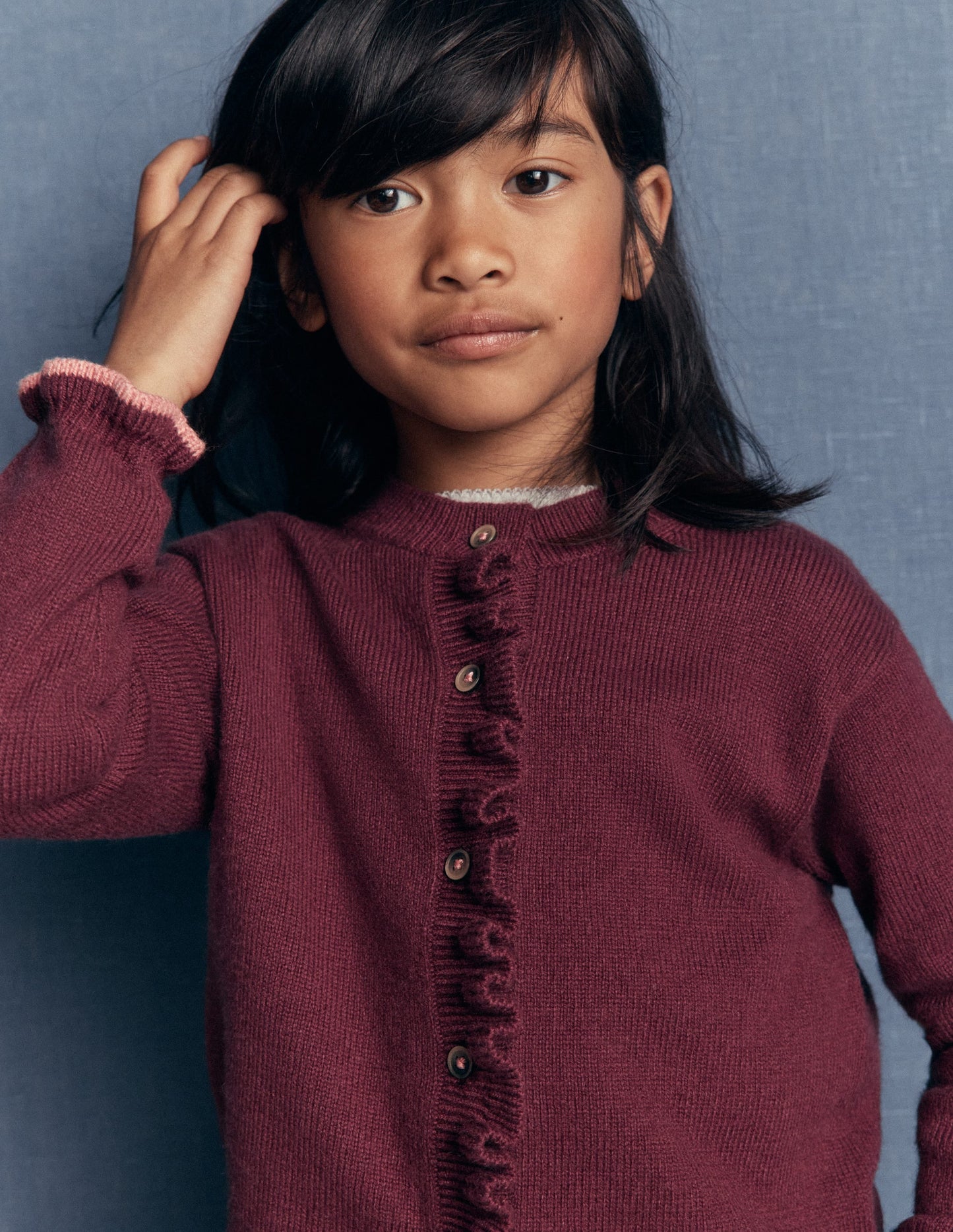 Everyday Frilled Cardigan-Deep Wisteria