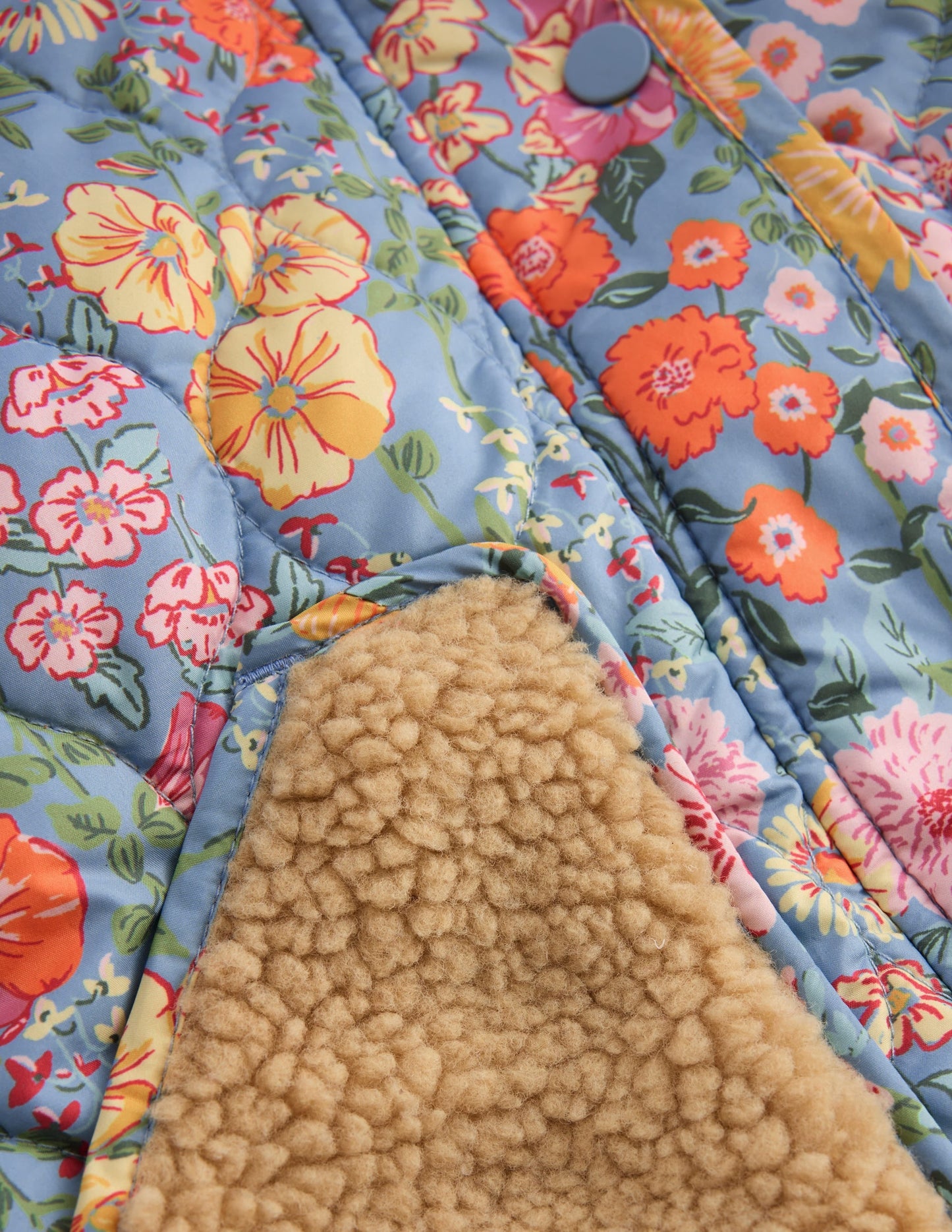 Borg Padded Jacket-Blue Floral