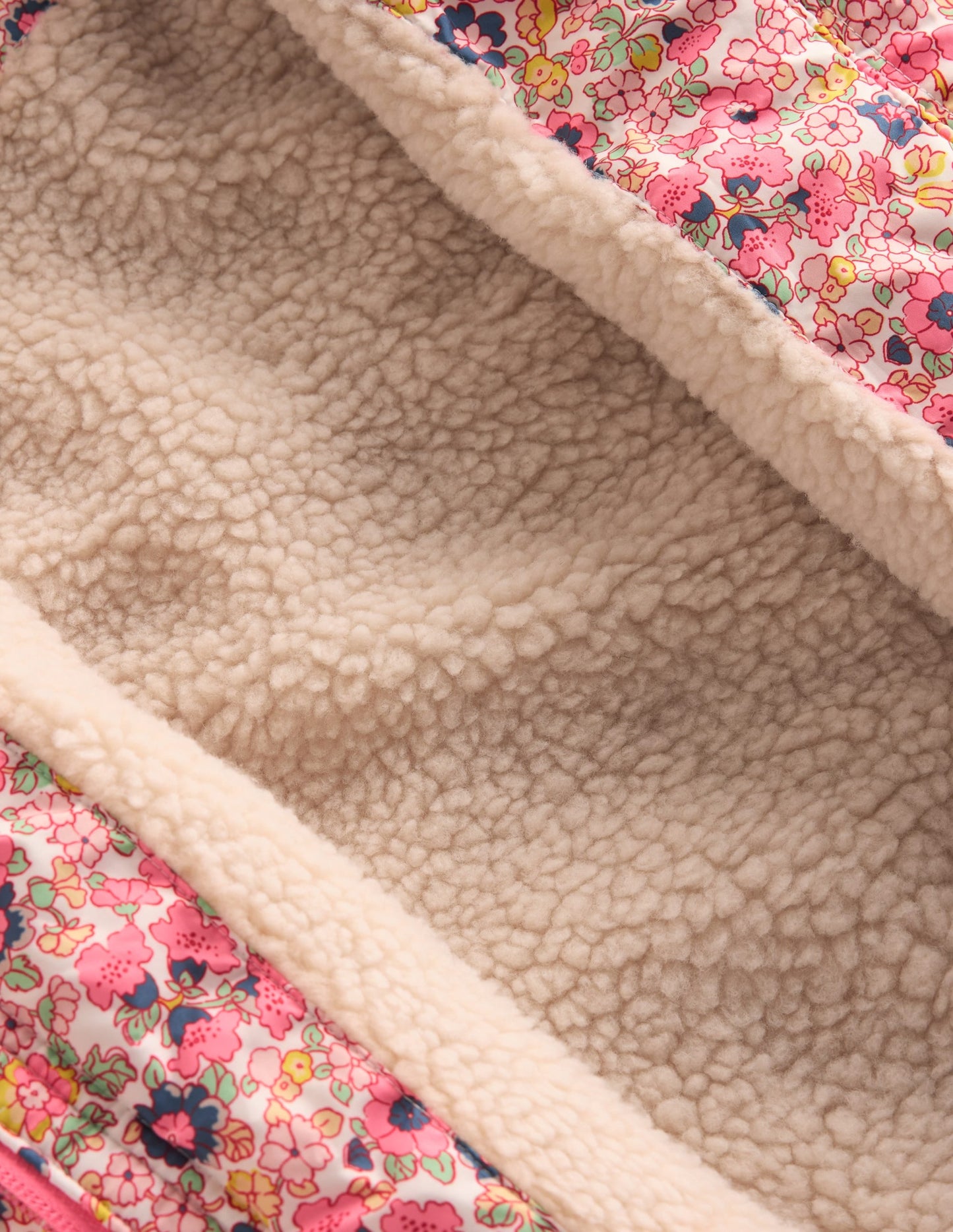 Borg Padded Jacket-Pink Flowerbed