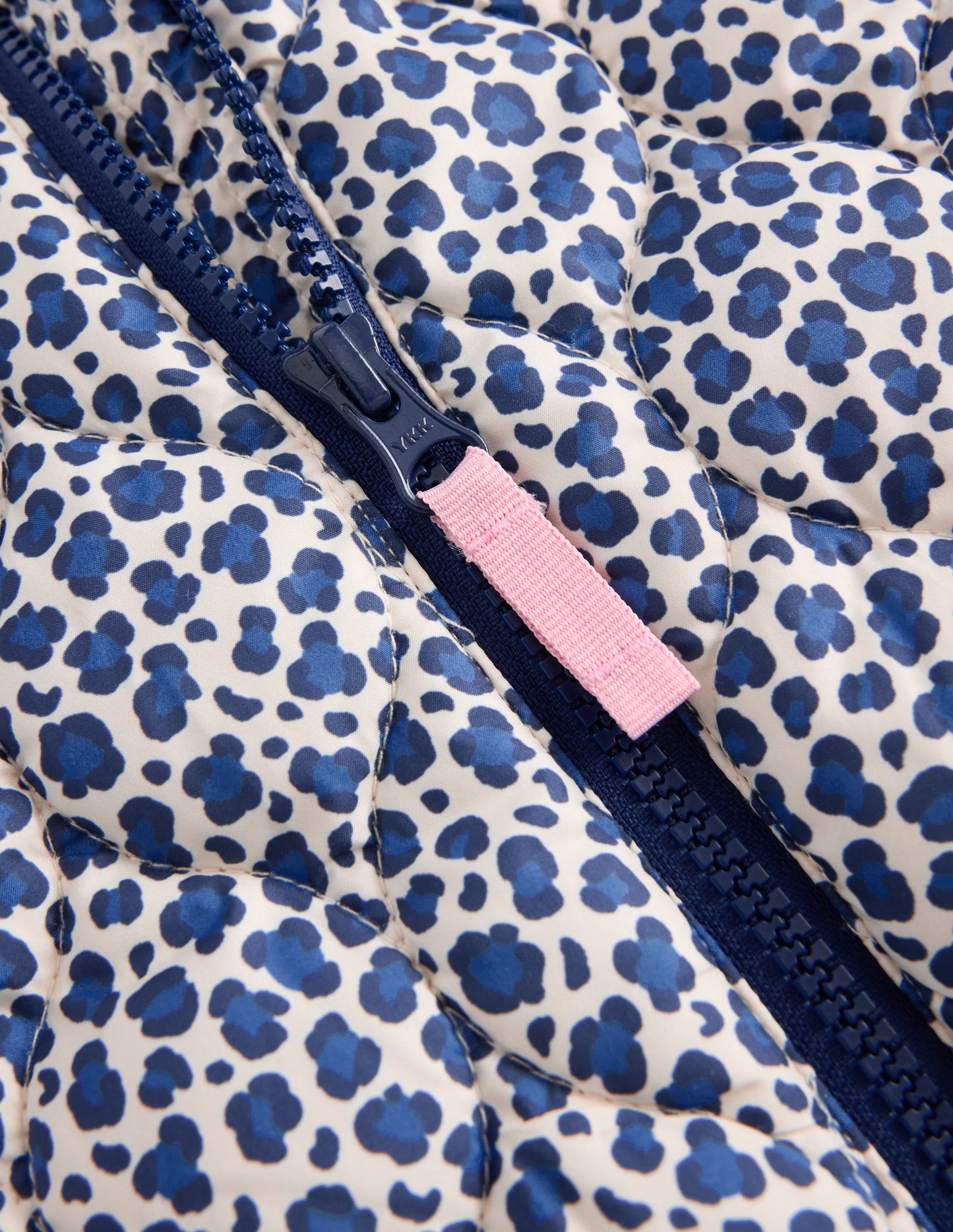 Quilted Bomber Jacket-Calico White/ Blue Leopard
