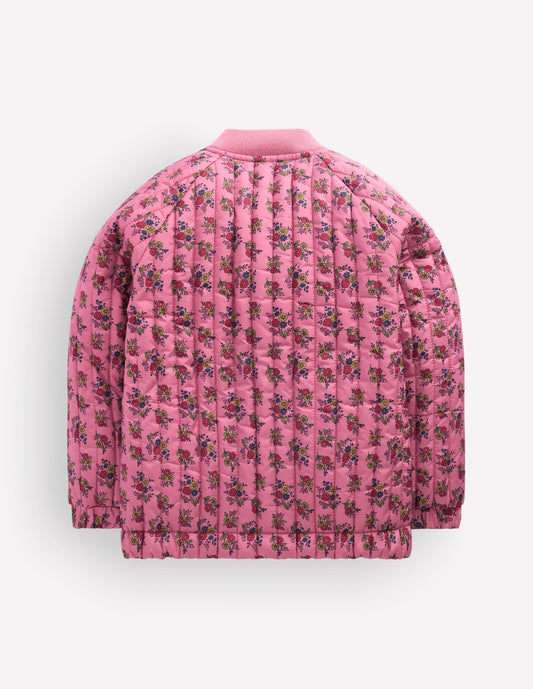 Quilted Bomber Jacket-Vintage Rose Sprouting Garden