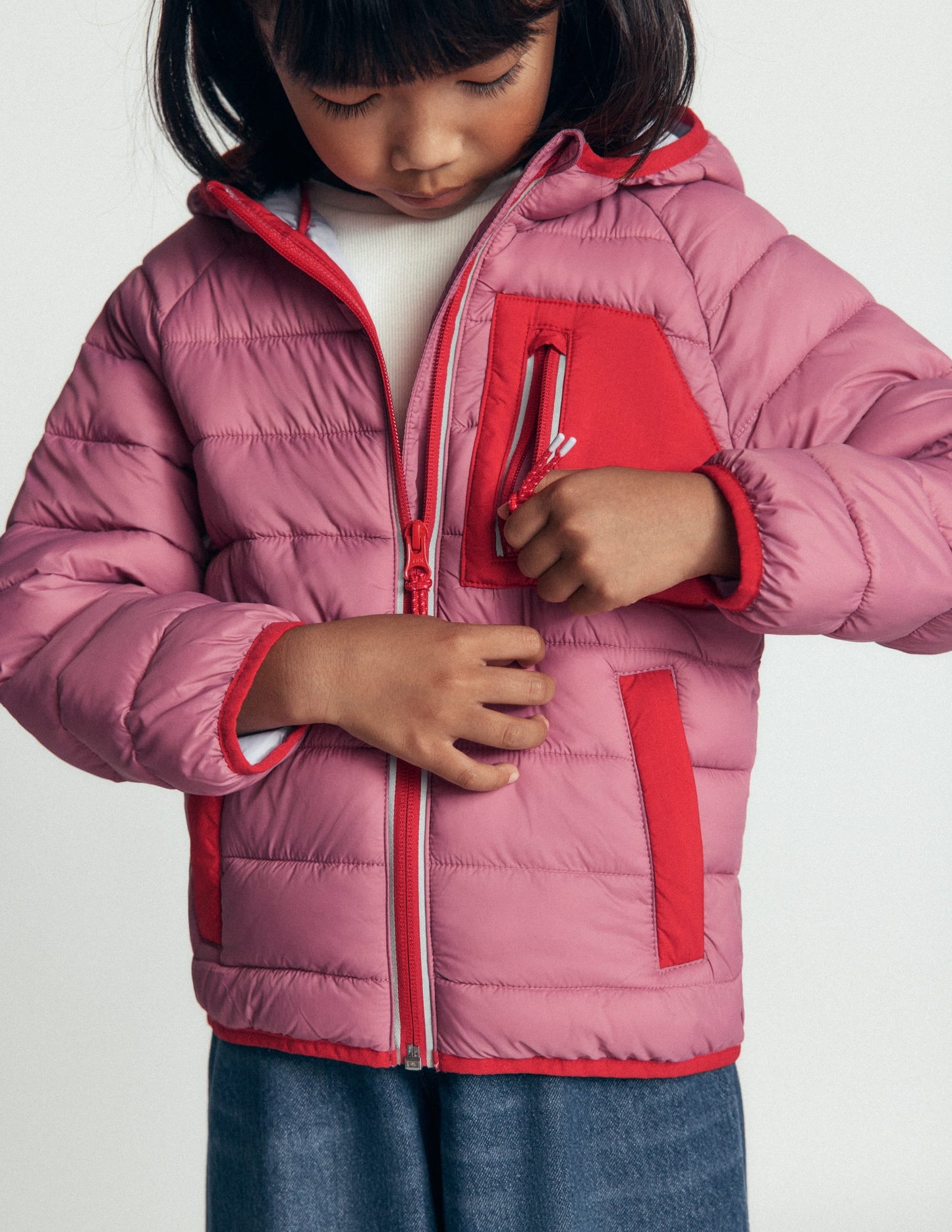 Pack-away Padded Jacket-Pink Heather