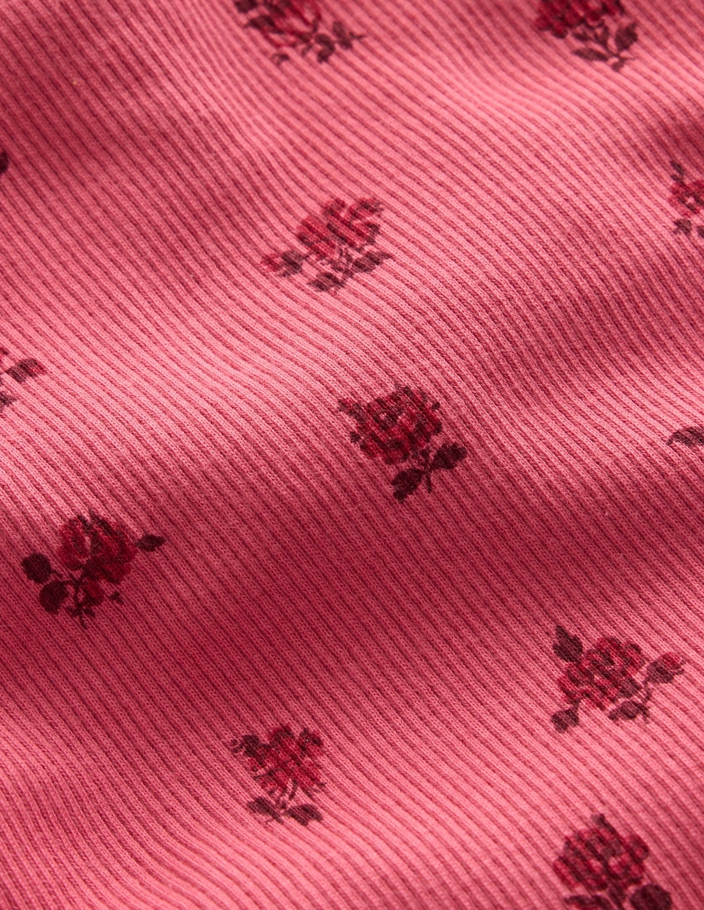 Short Sleeve Rib T-Shirt-Red Floral