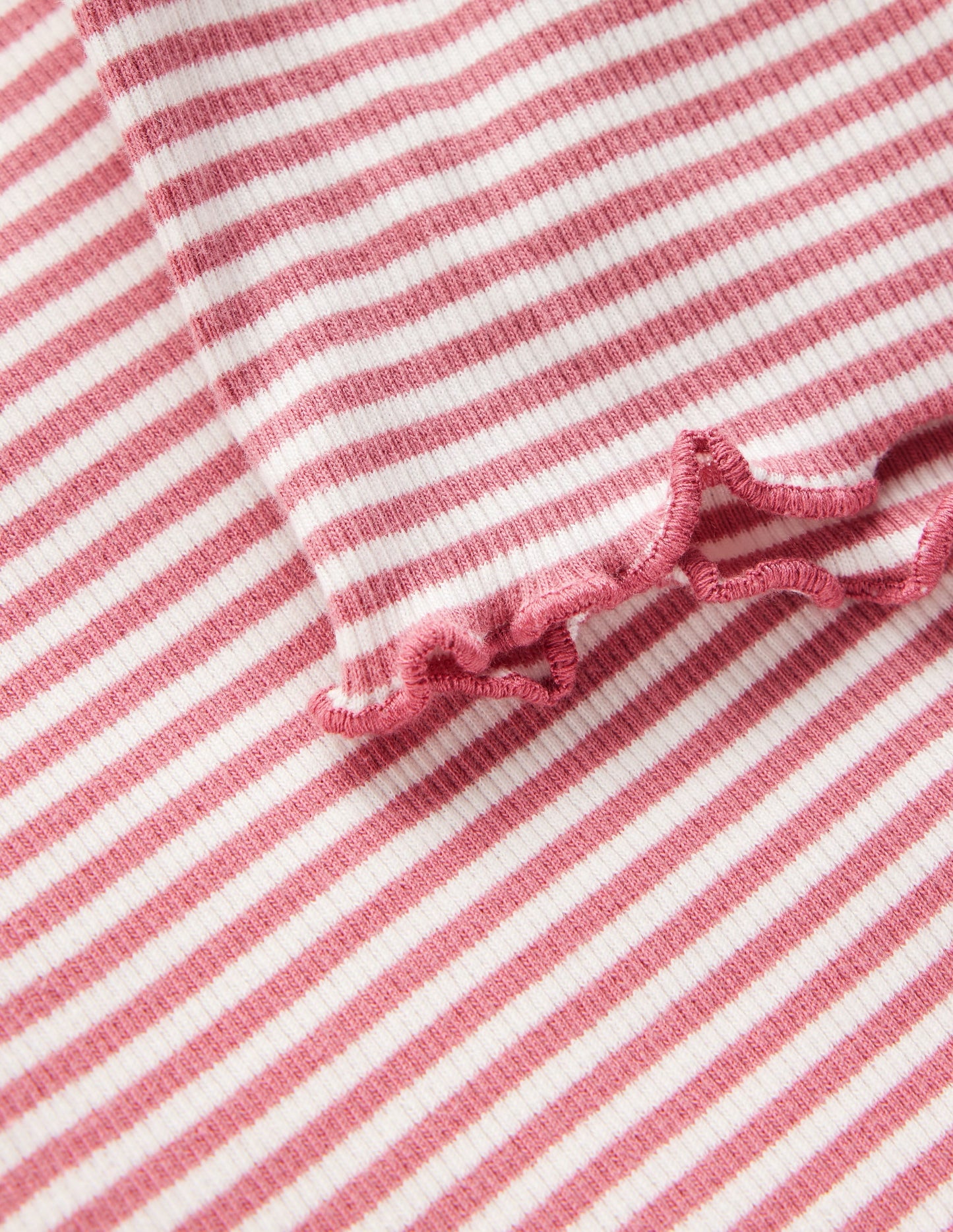 Short Sleeve Rib T-Shirt-Pink Stripe