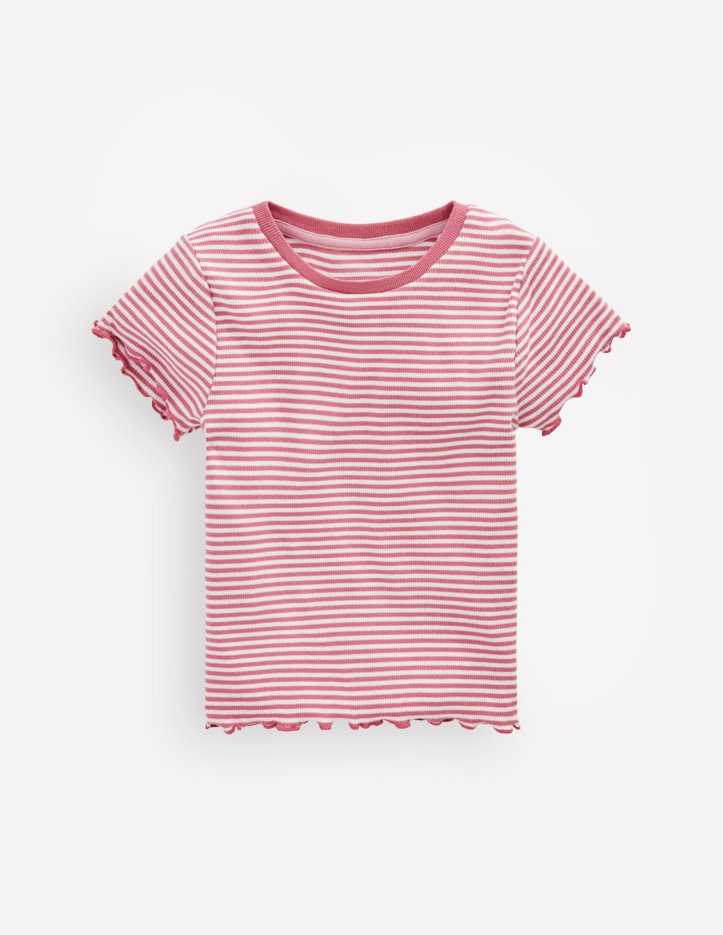 Short Sleeve Rib T-Shirt-Pink Stripe