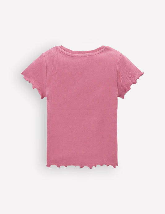 Short Sleeve Rib T-Shirt-Pink
