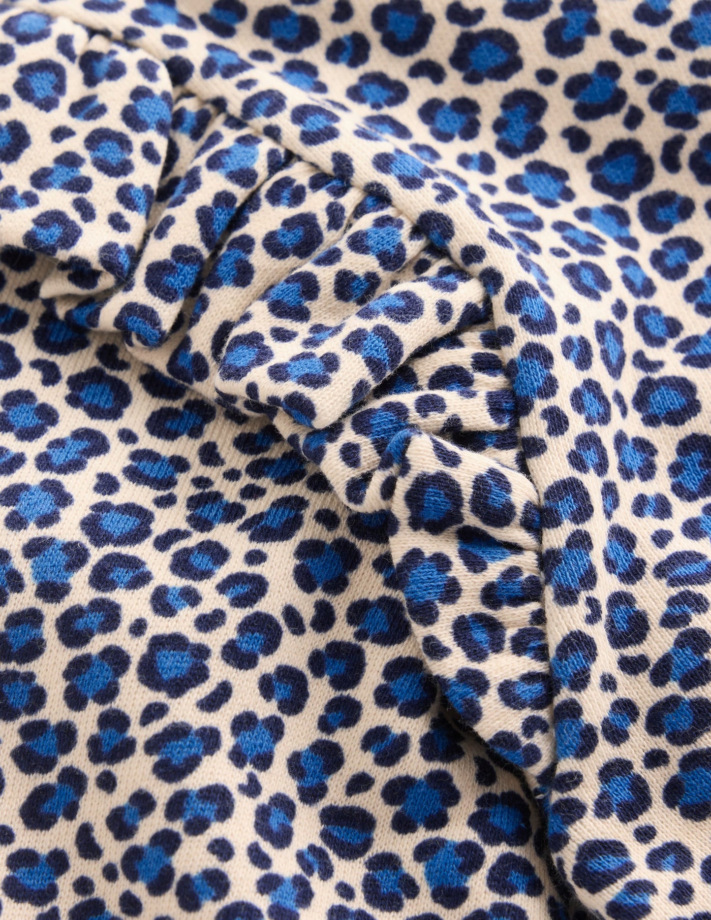 Pretty Frill Sweatshirt-Calico White/ Blue Leopard