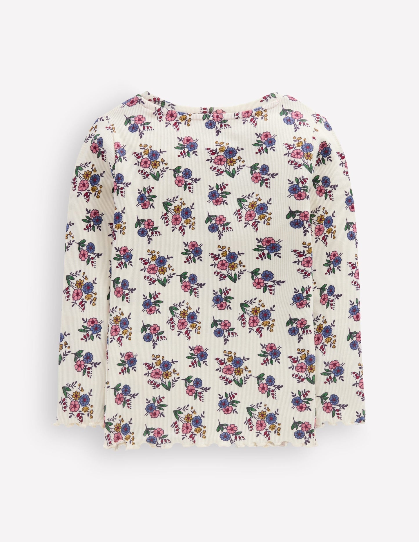 Ribbed Long Sleeve T-Shirt-Soft Ivory Ditsy Floral