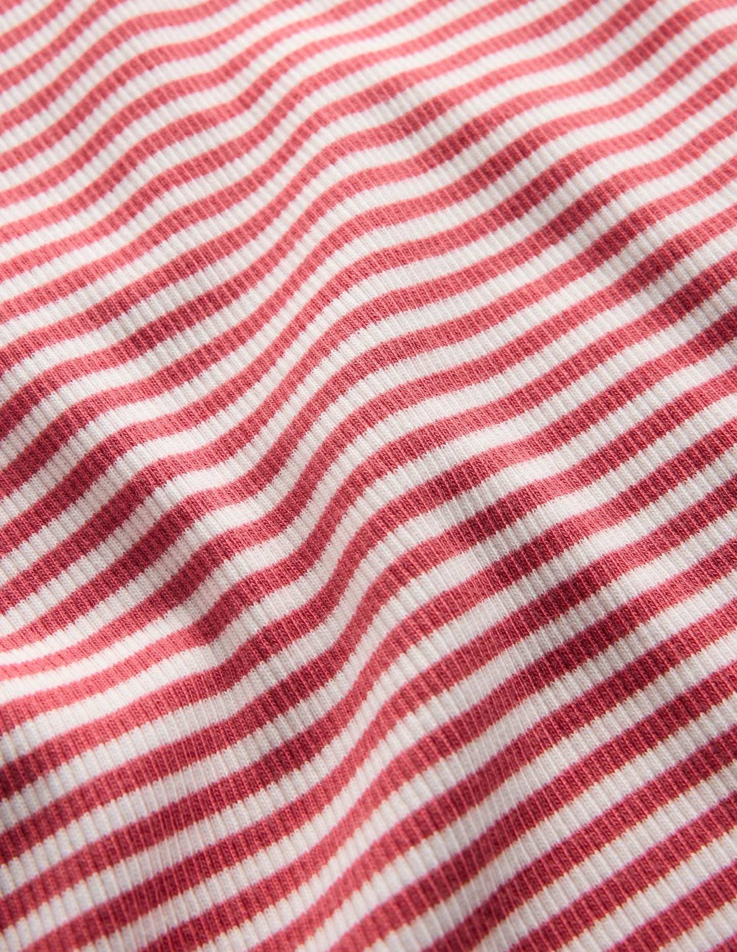 Ribbed Long Sleeve T-Shirt-Pink/ Soft Ivory Stripe