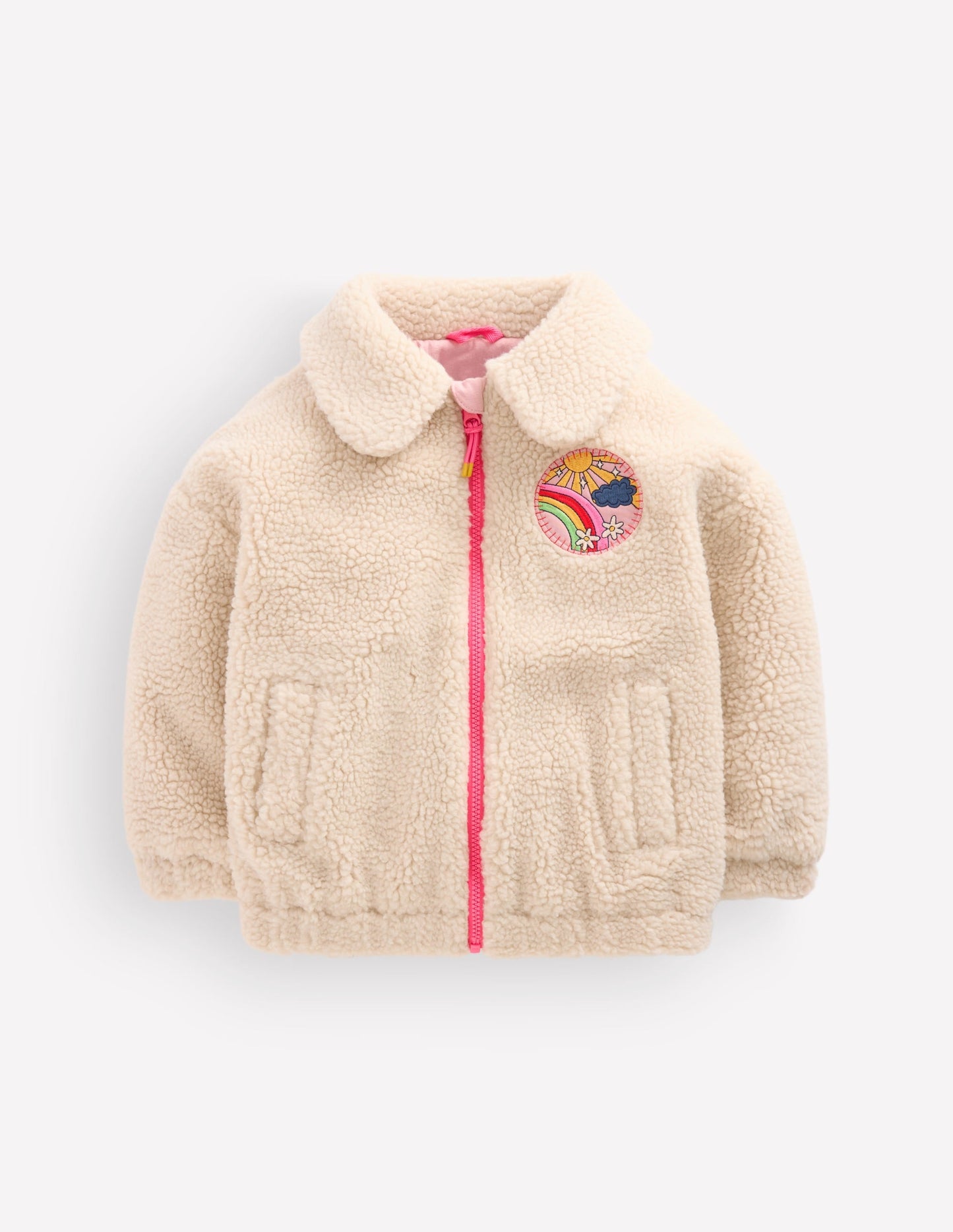 Collared Borg Jacket-Ivory Borg Logo