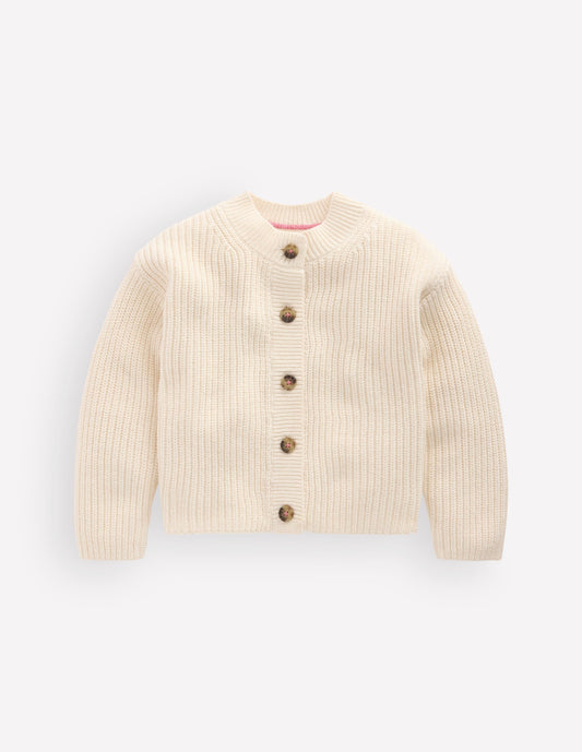 Chunky Everyday Cardigan-Ecru Marl