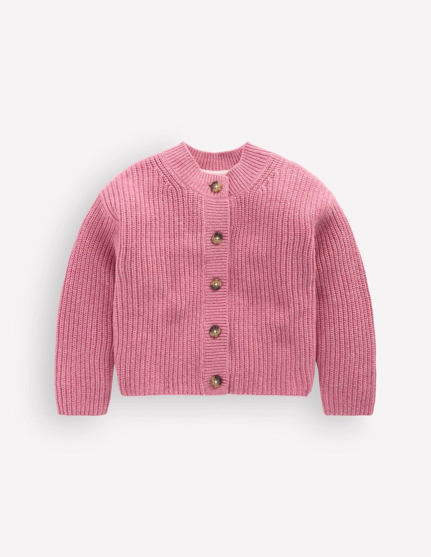 Chunky Everyday Cardigan-Pink Heather Marl