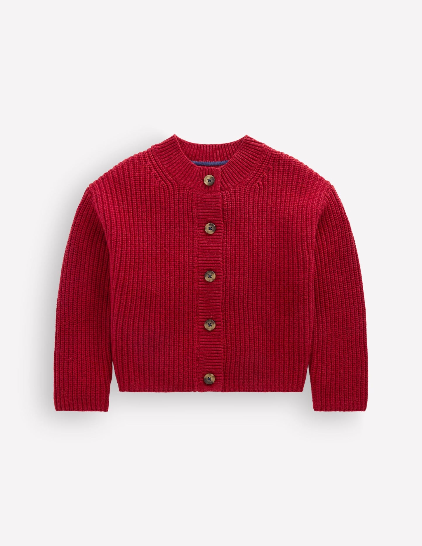 Chunky Everyday Cardigan-Red Marl