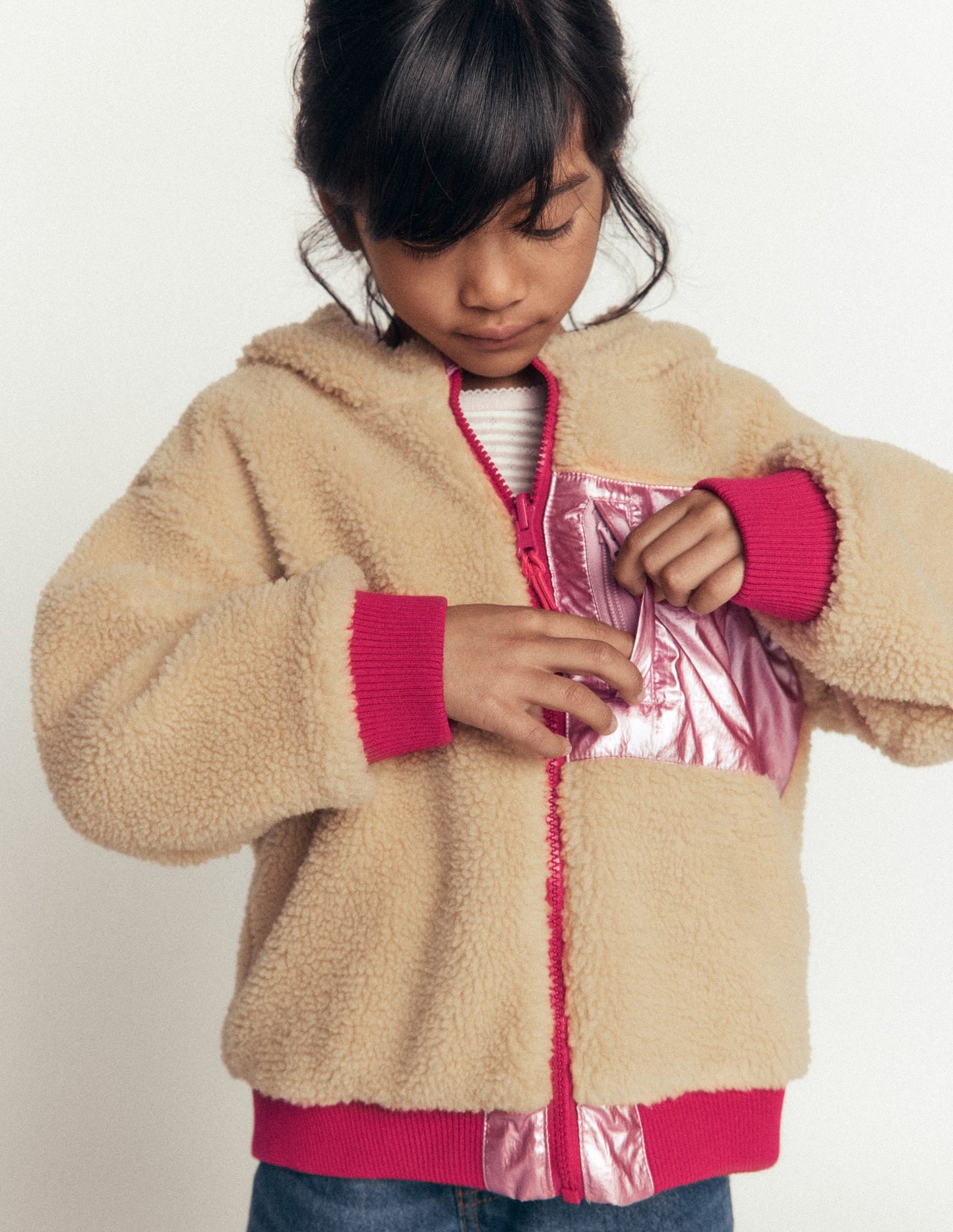 Reversible Borg Hooded Bomber-Pink Metallic