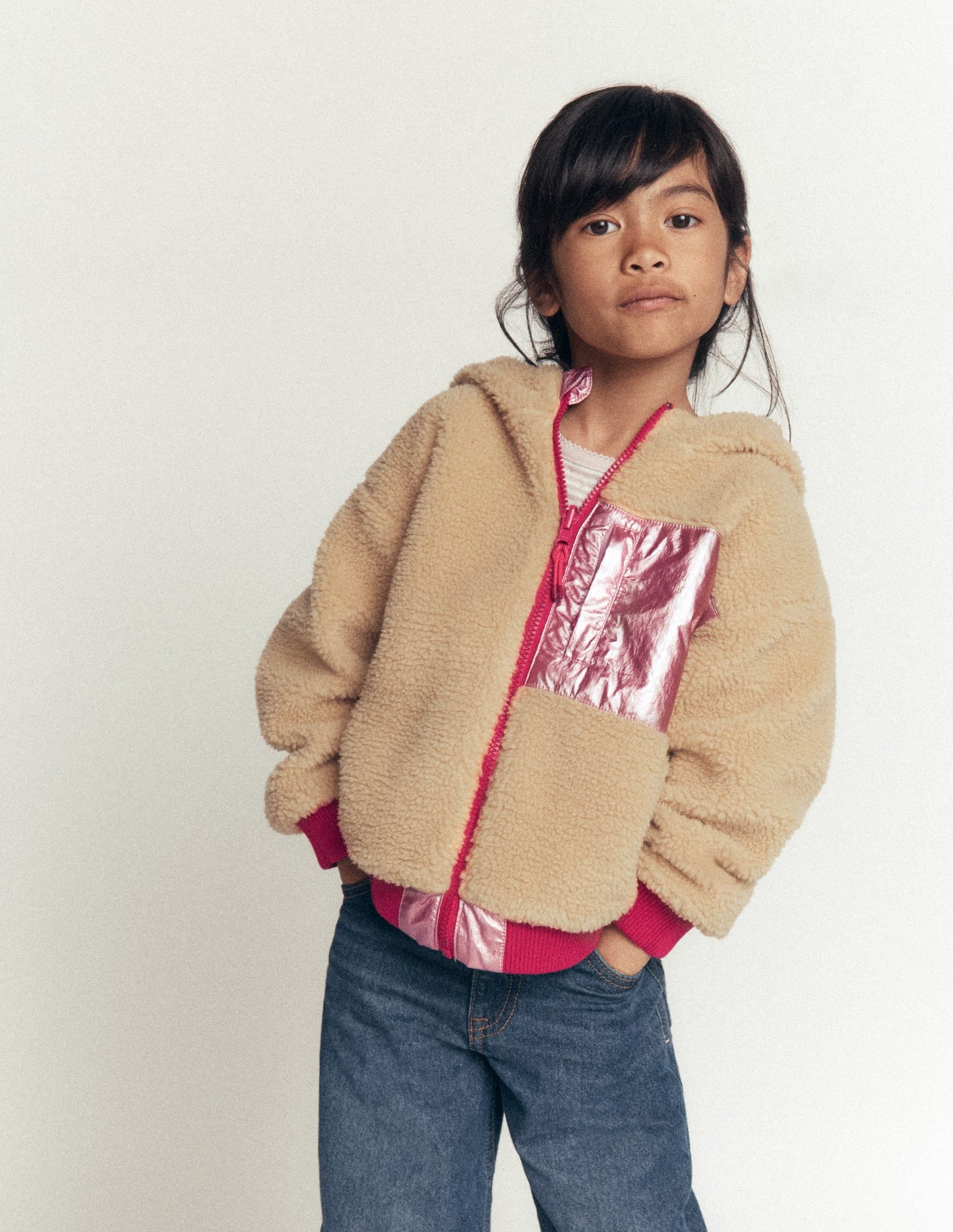 Reversible Borg Hooded Bomber-Pink Metallic