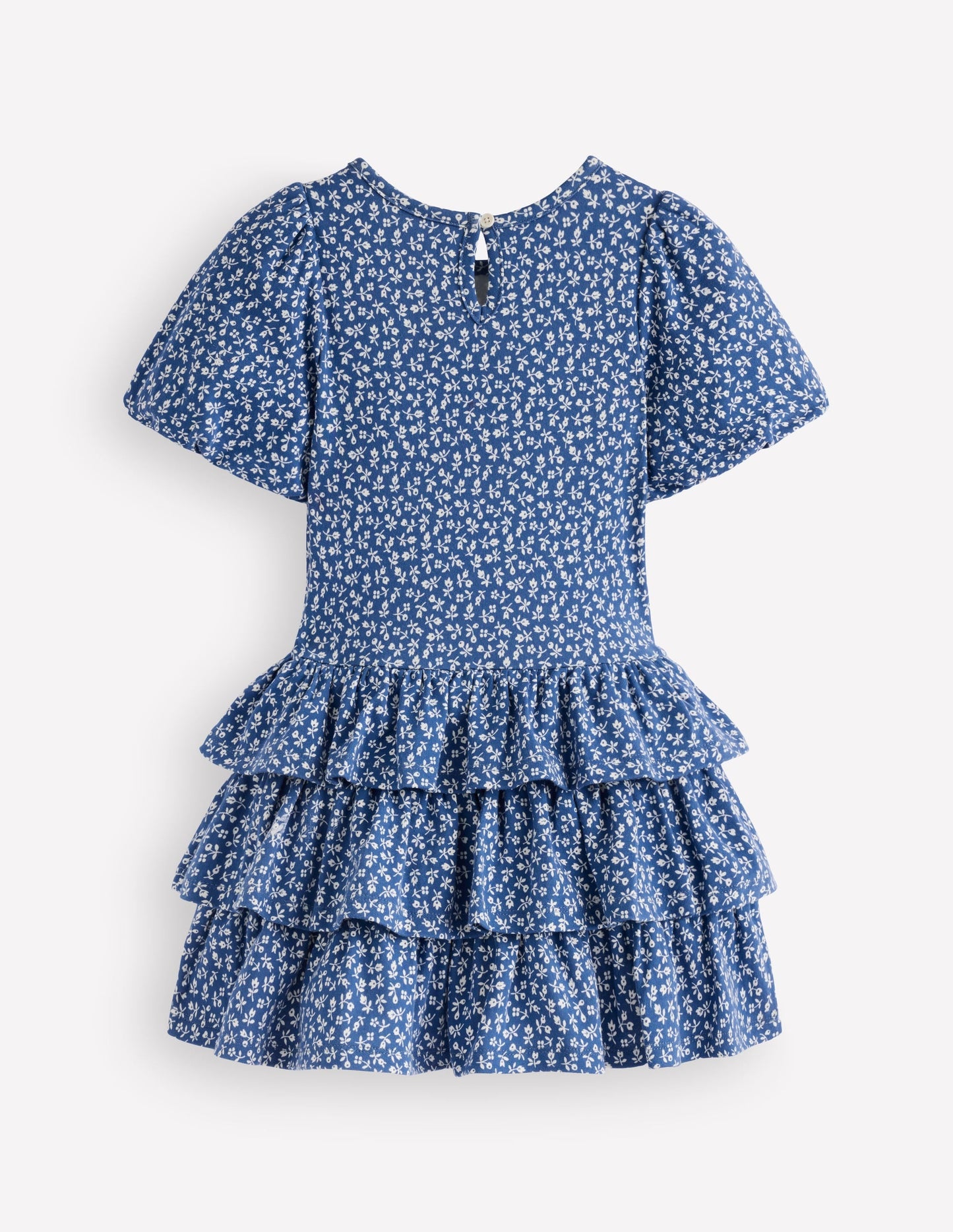 Ruffle Skirt Jersey Dress-Bluejay Ditsy Floral