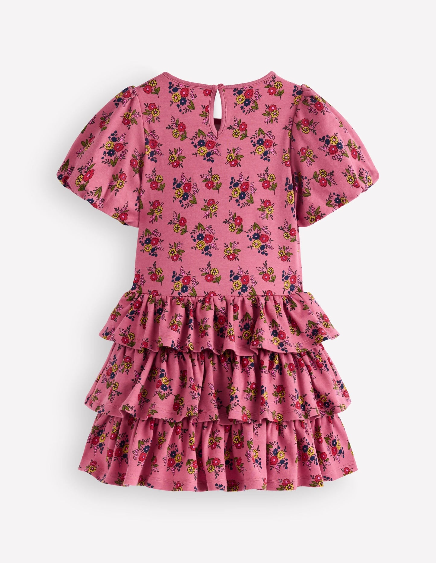 Ruffle Skirt Jersey Dress-Formica Pink Floral Bunches