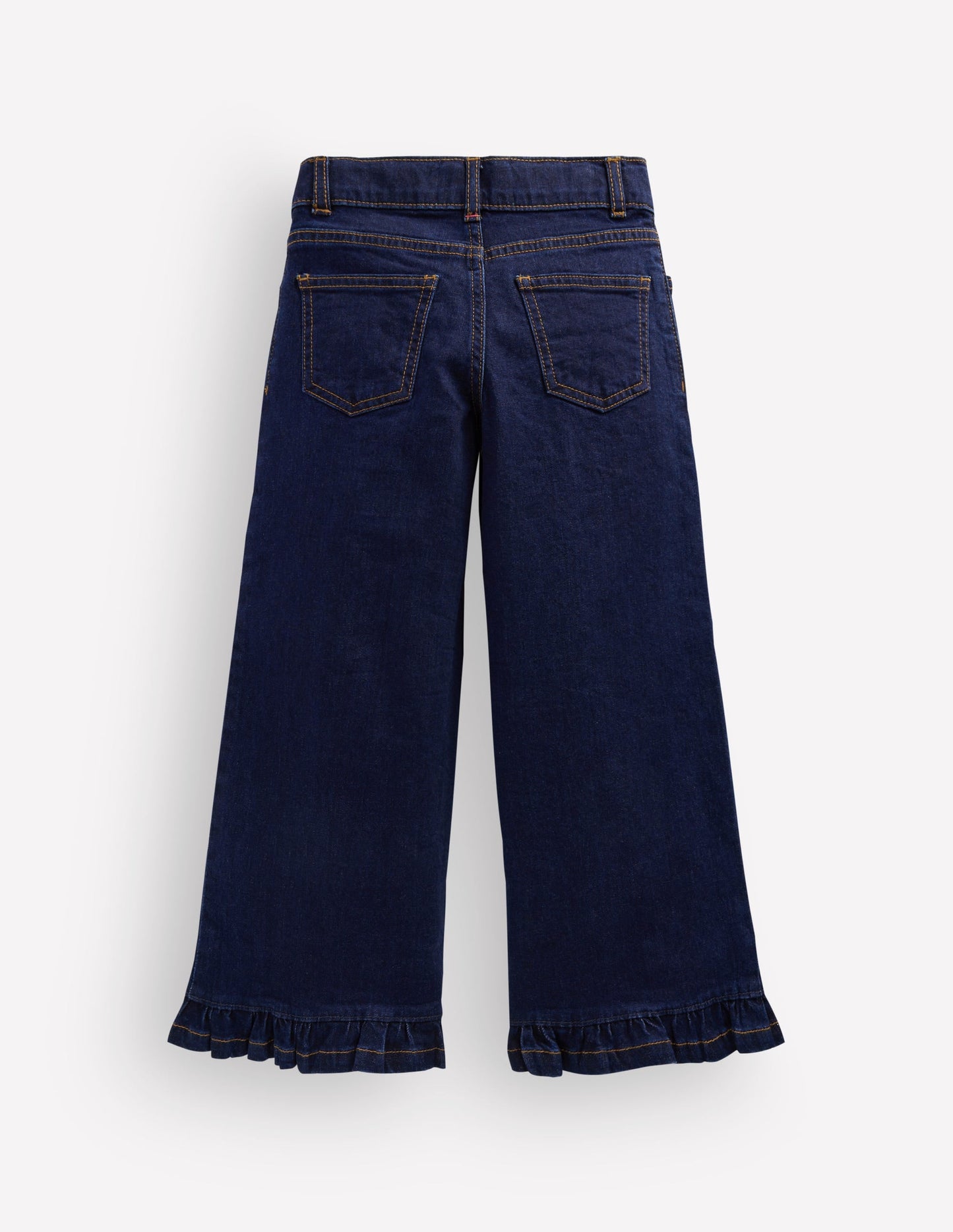 Wide Leg Frill Hem Jeans-Dark Wash