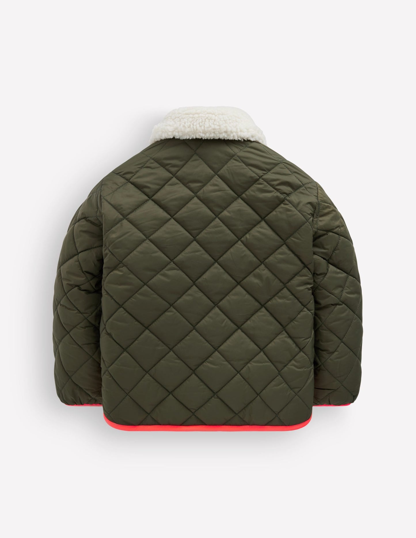 Reversible Borg Quilted Jacket-Falcon Green