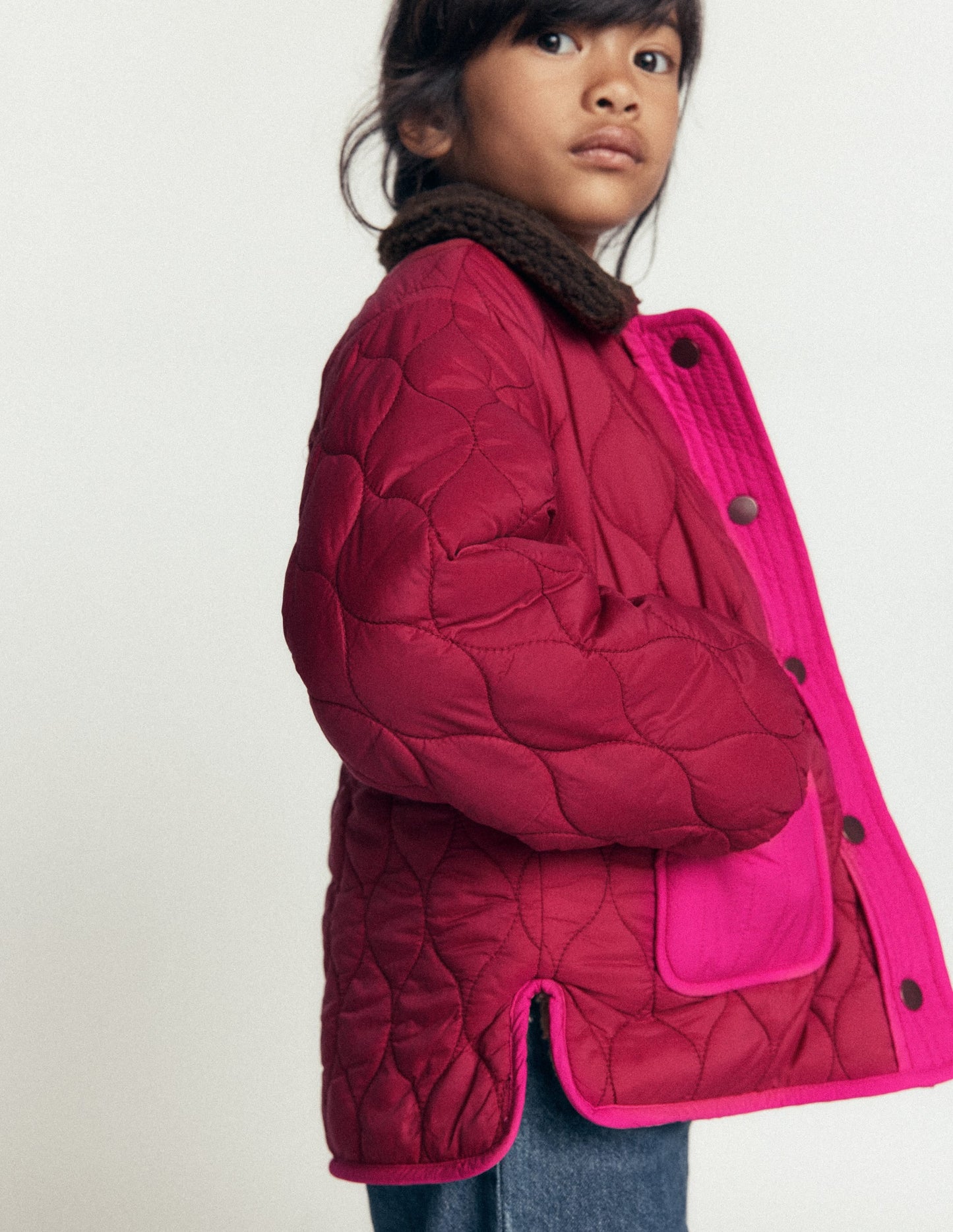 Reversible Borg Quilted Jacket-Leopard Multi