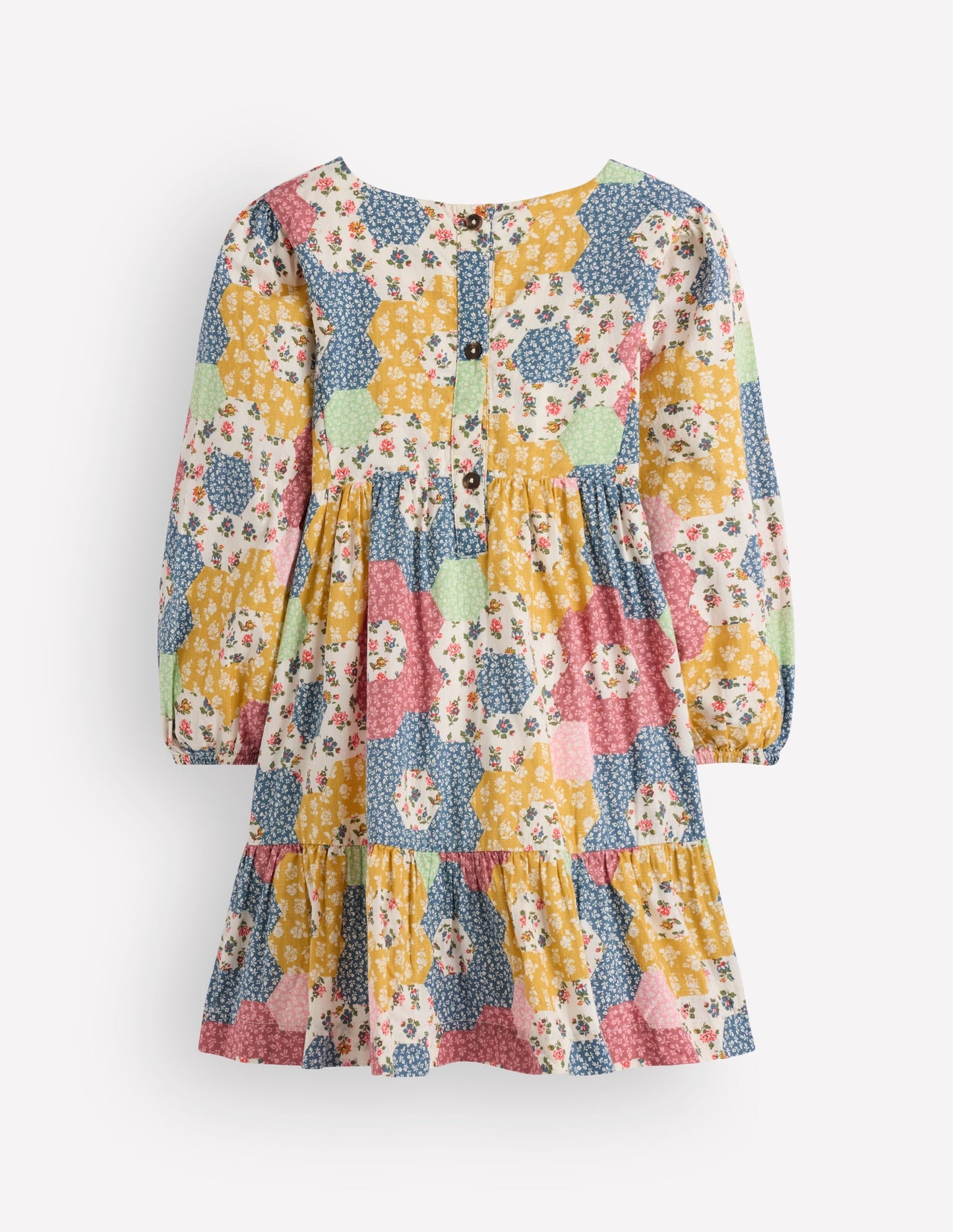 Celia Wing Sleeve Dress-Floral Patchwork