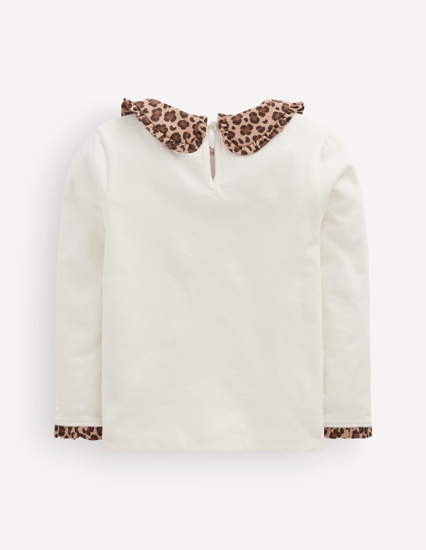 Collared Breton Jersey Top-Soft Ivory Leopard