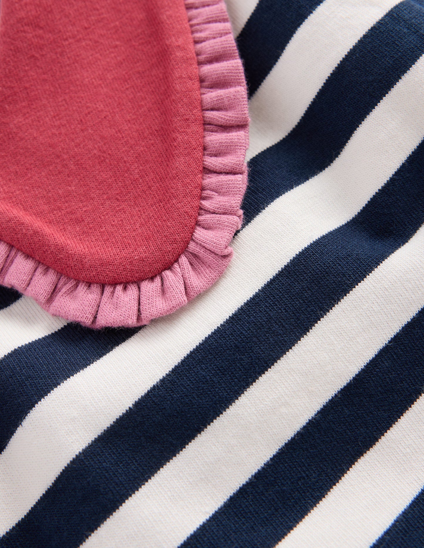 Collared Breton Jersey Top-Ivory and Navy Stripe