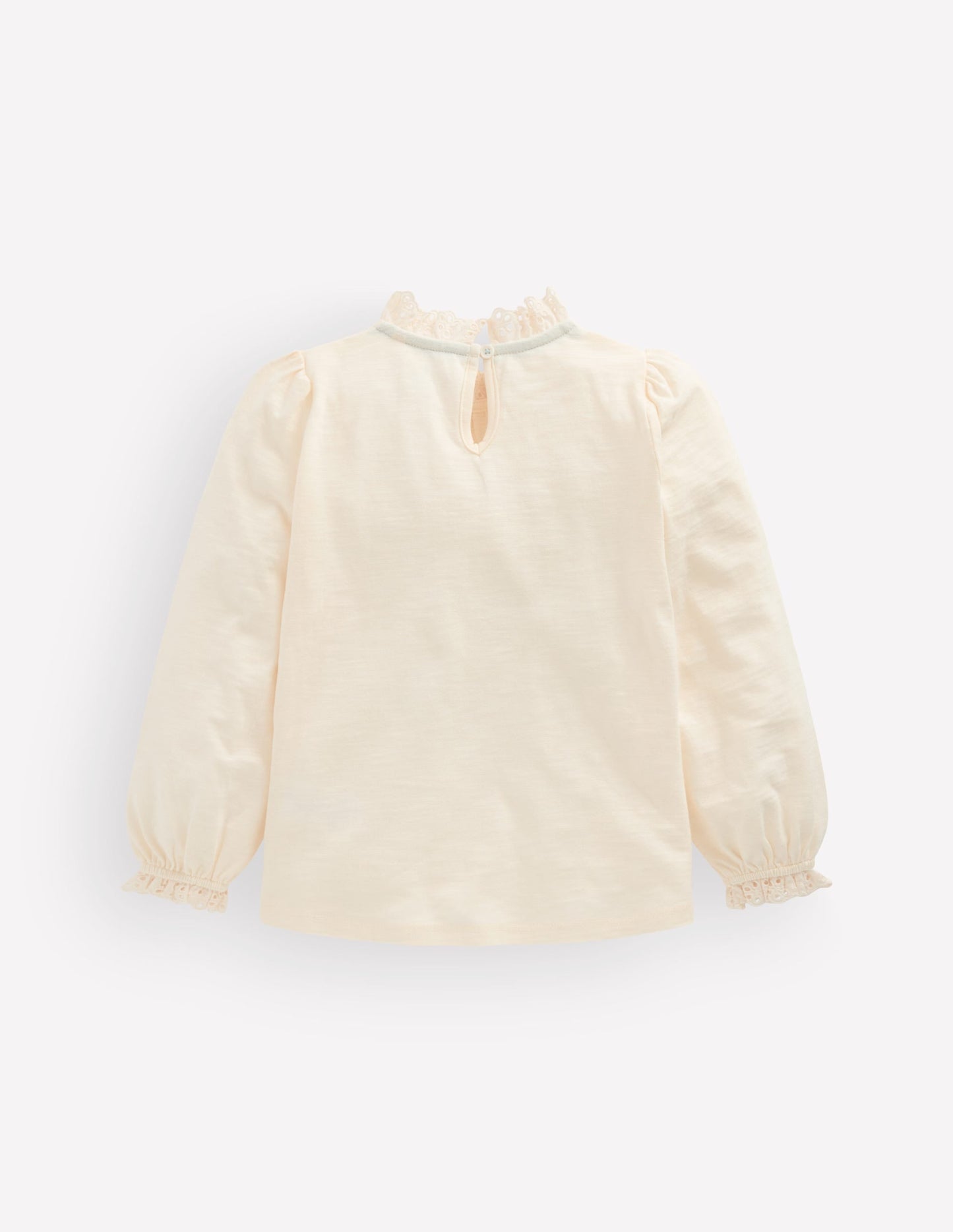 Broderie Trim Slub Top-Soft Ivory