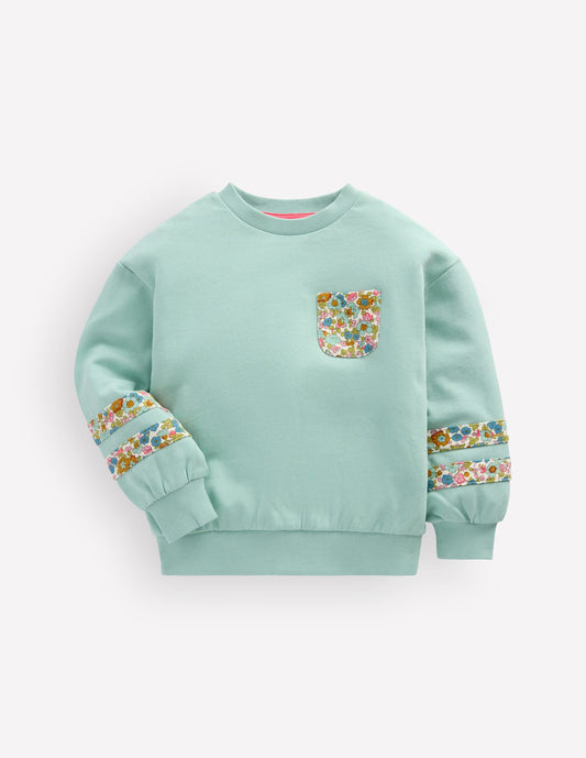 Relaxed Panel Sweatshirt-Harbor Grey Floral