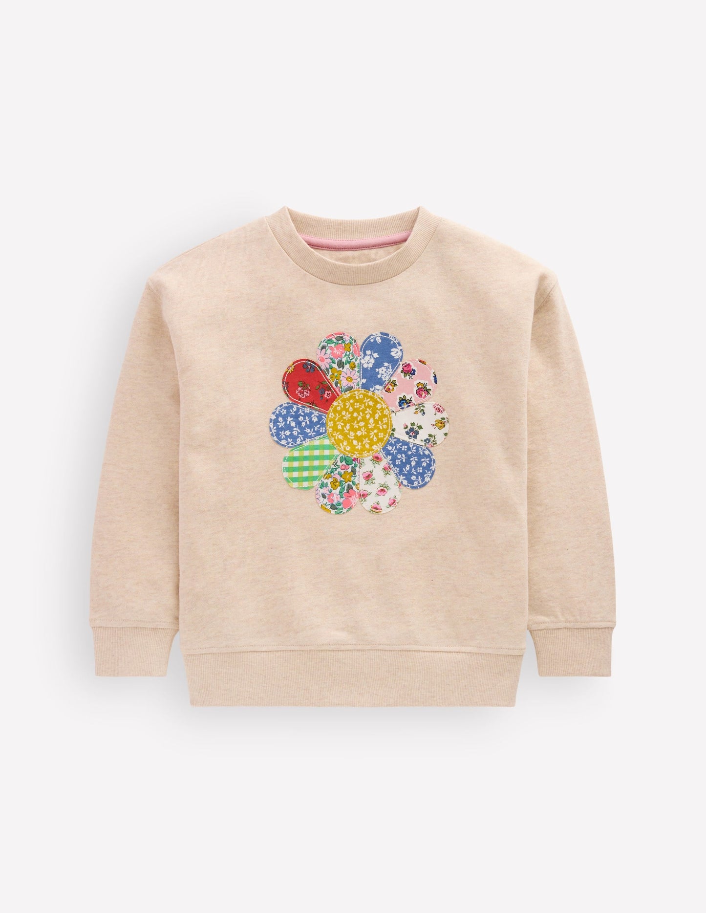Relaxed Panel Sweatshirt-Oatmeal Marl Patchwork Floral