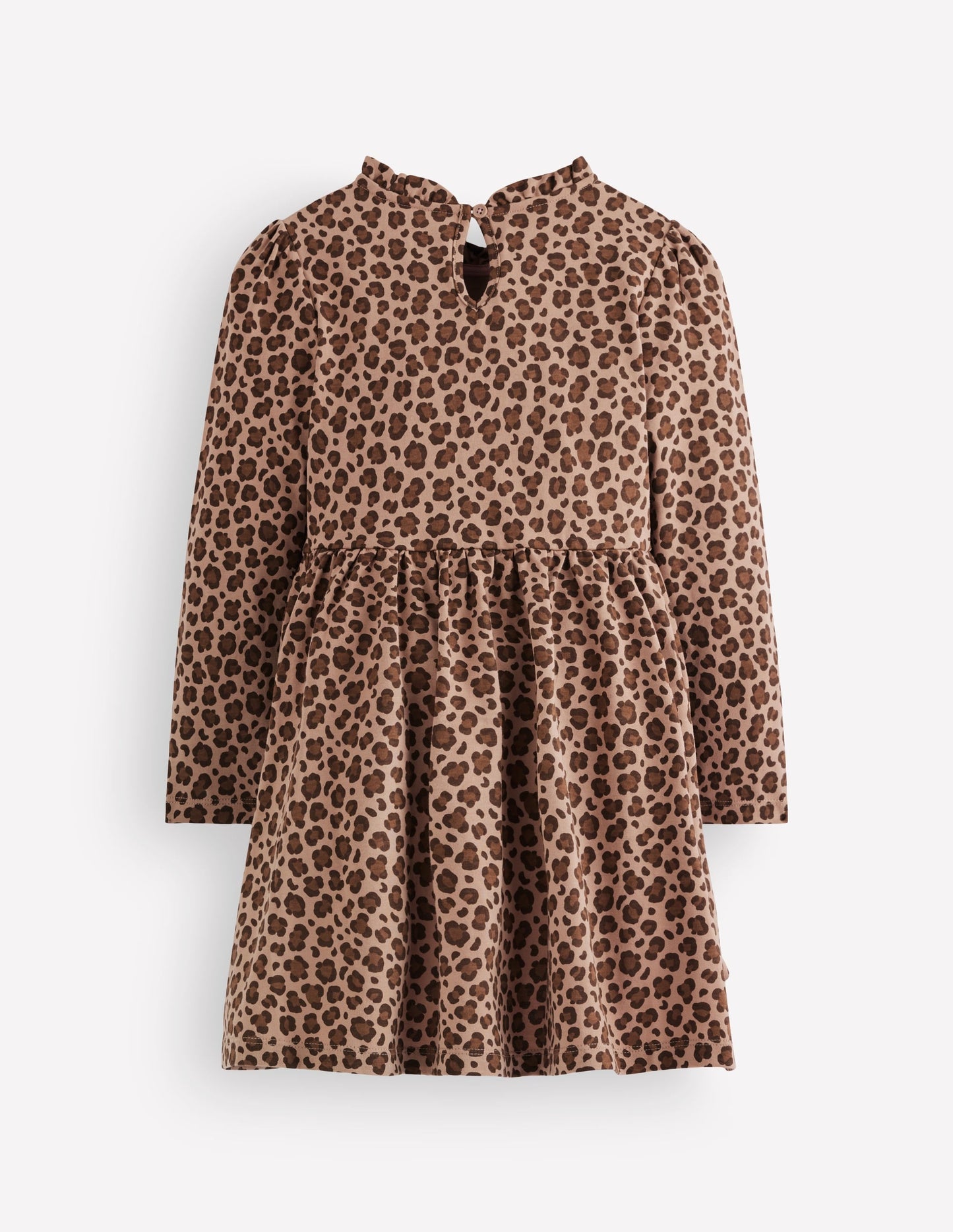 Long Sleeve Twirly Dress-Milk Chocolate Brown Leopard