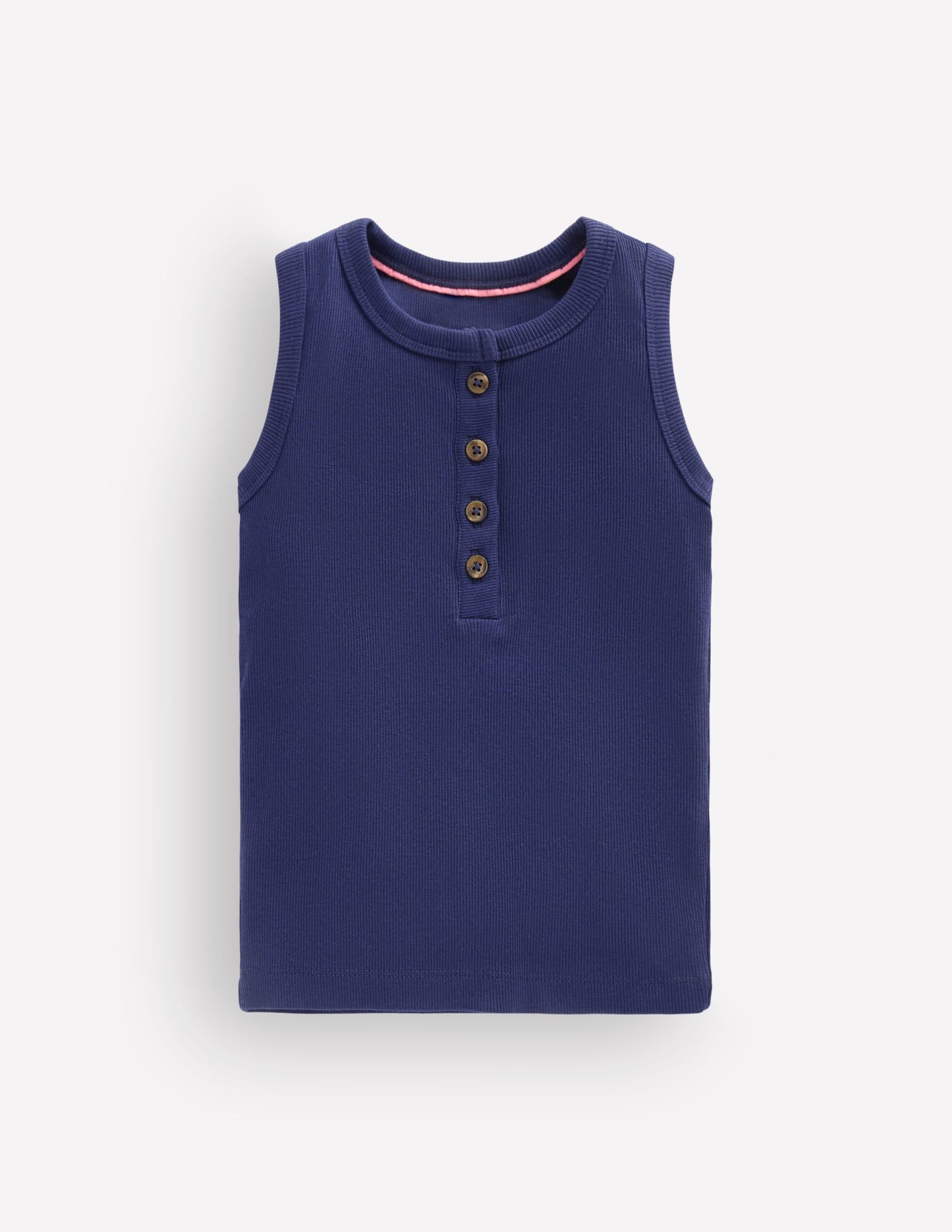 Henley Ribbed Vest-College Navy