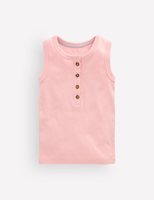 Henley Ribbed Vest-Chalk Pink
