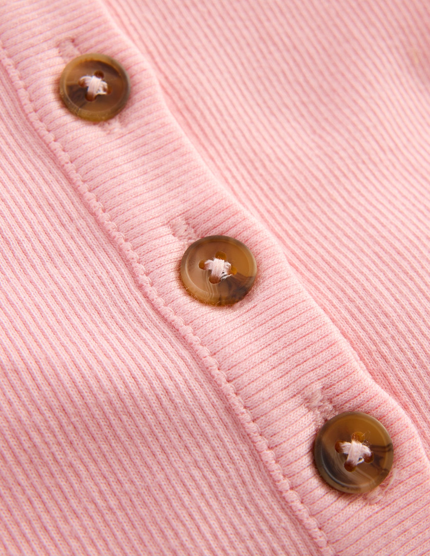 Henley Ribbed Vest-Chalk Pink
