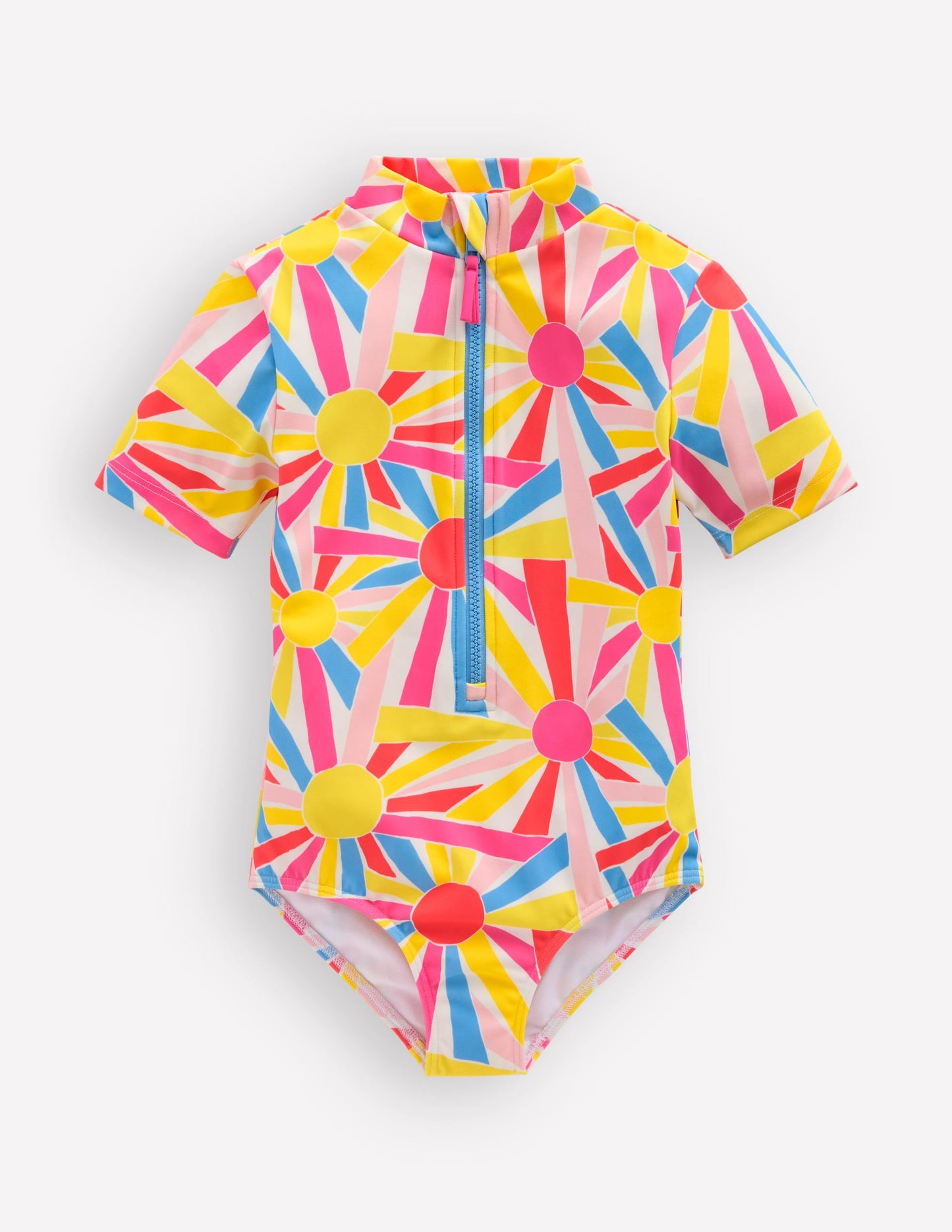 Short-sleeved Swimsuit-Ivory Sunburst