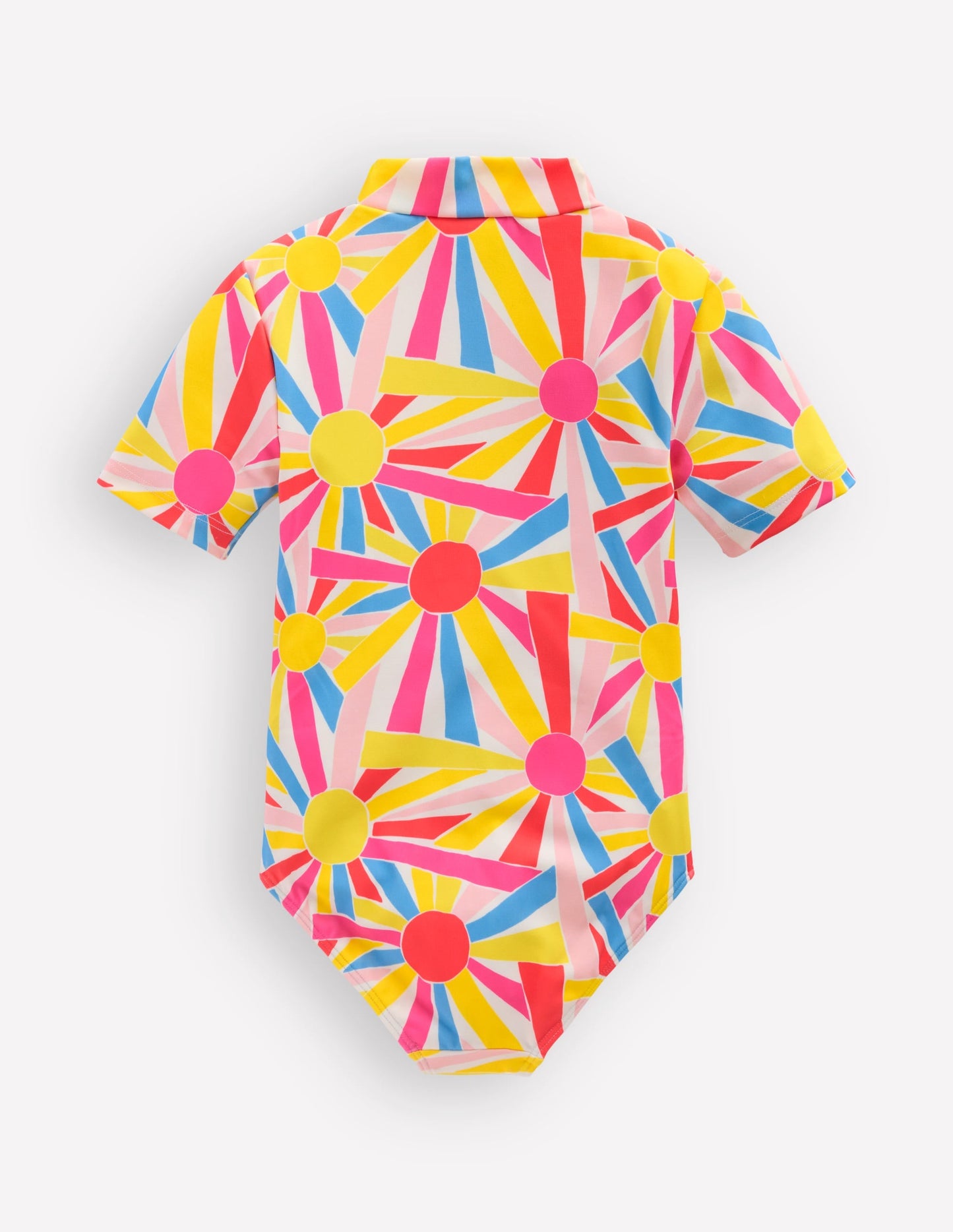 Short-sleeved Swimsuit-Ivory Sunburst