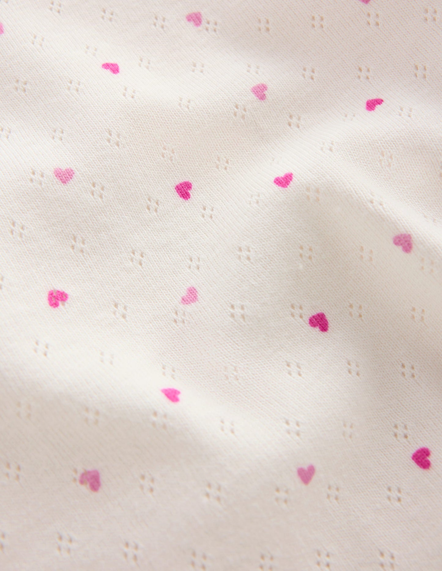 Short Sleeve Pointelle Top-Pink Hearts