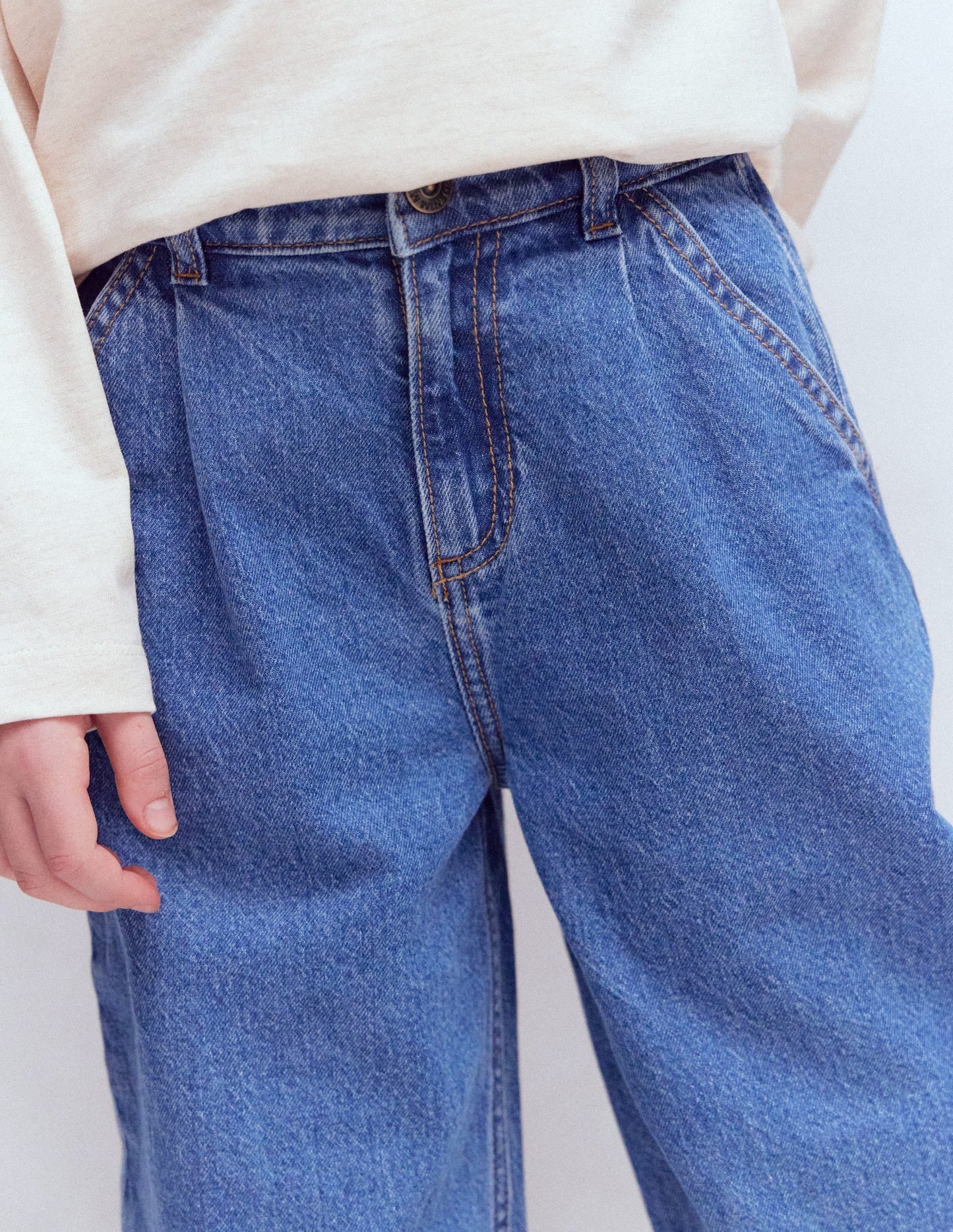 Pleat Jeans-Mid Vintage Denim
