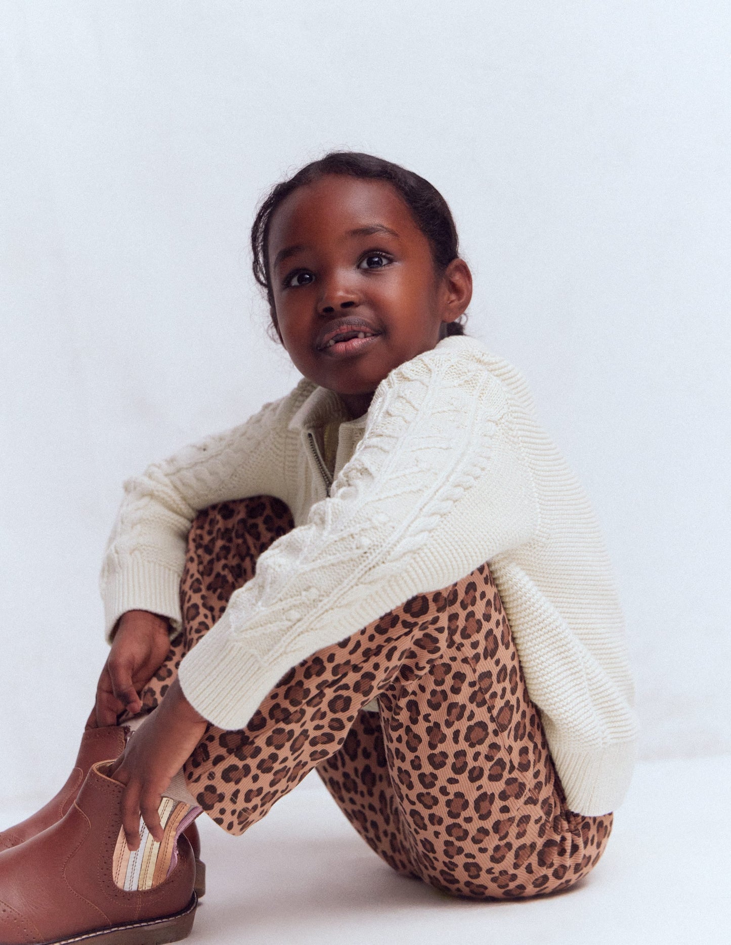 Ribbed Flared Leggings-Leopard
