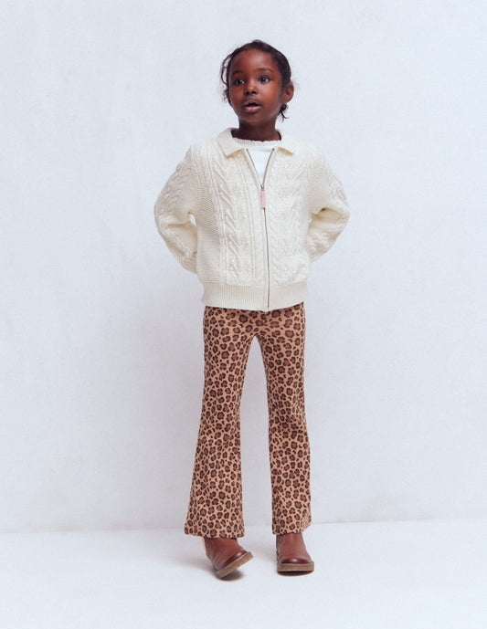 Ribbed Flared Leggings-Leopard