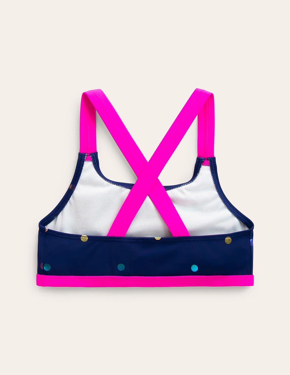 Cross-back Bikini Top-Rainbow Foil Confetti Spot
