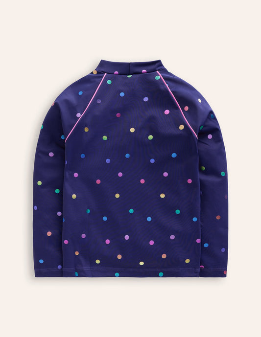Sunsafe Patterned Rash Vest-Rainbow Foil Confetti Spot